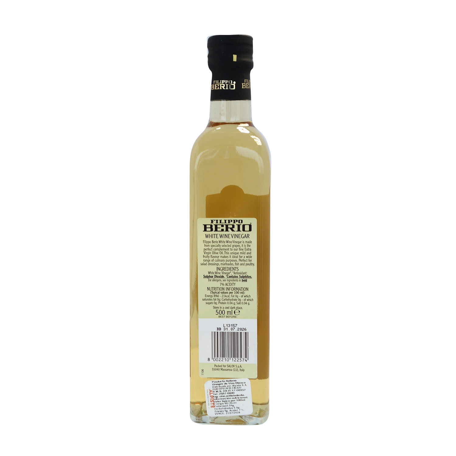 Vinagre Vino Blanco Filipo Berio Botella 500 Ml