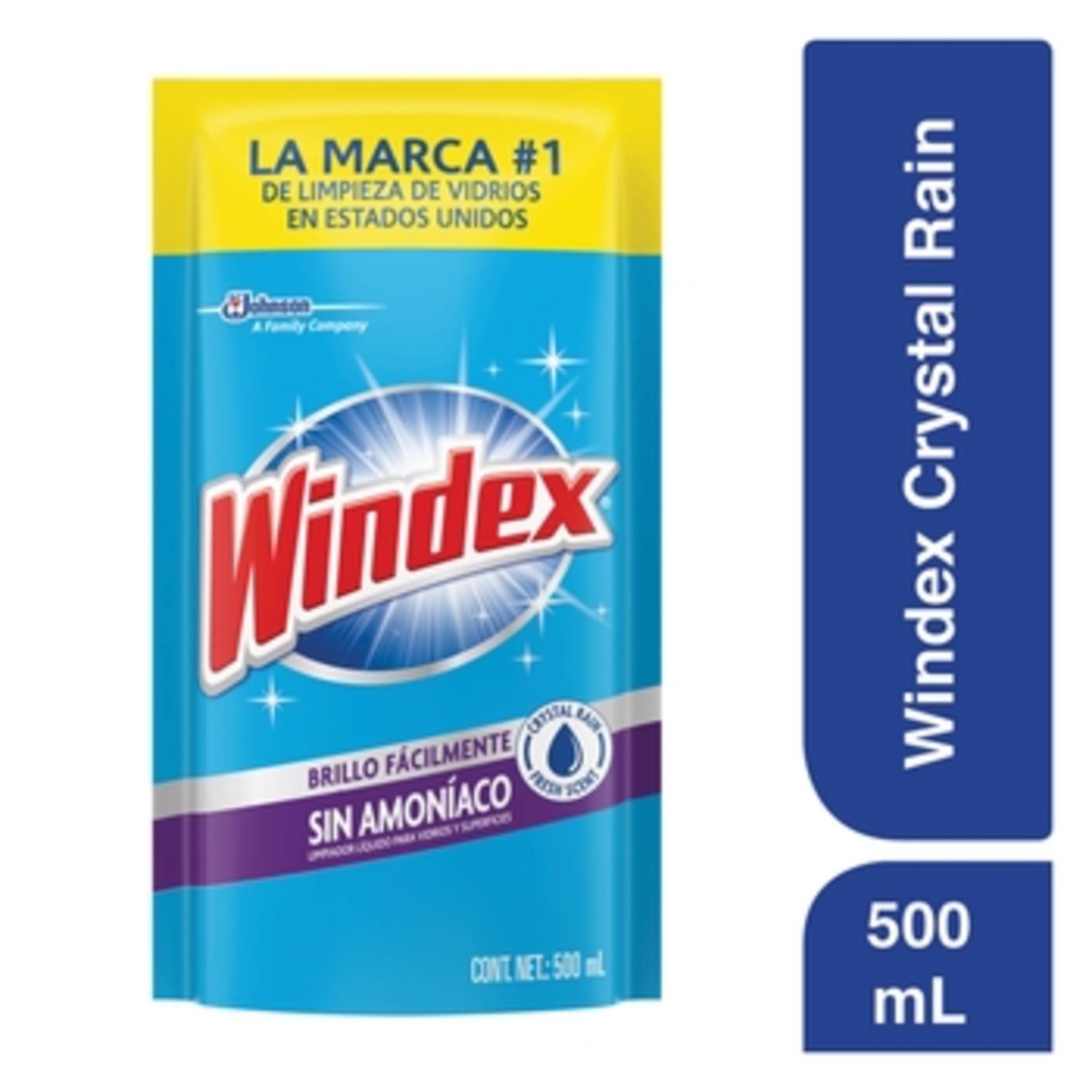 Limpiador Vidrio Liquido Sin Amoniaco Windex Bolsa 500 Ml
