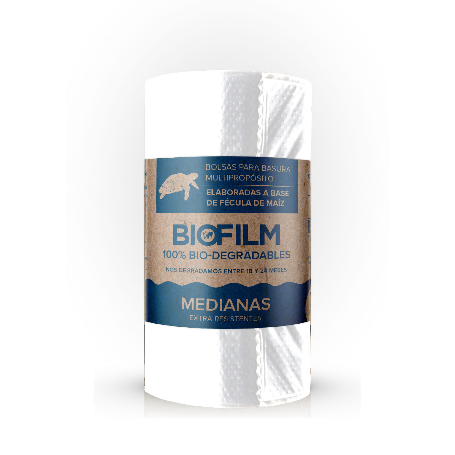 Bolsa Basura Mediana Blanca  Rollo Bio Biofilm Blister 30 Unid