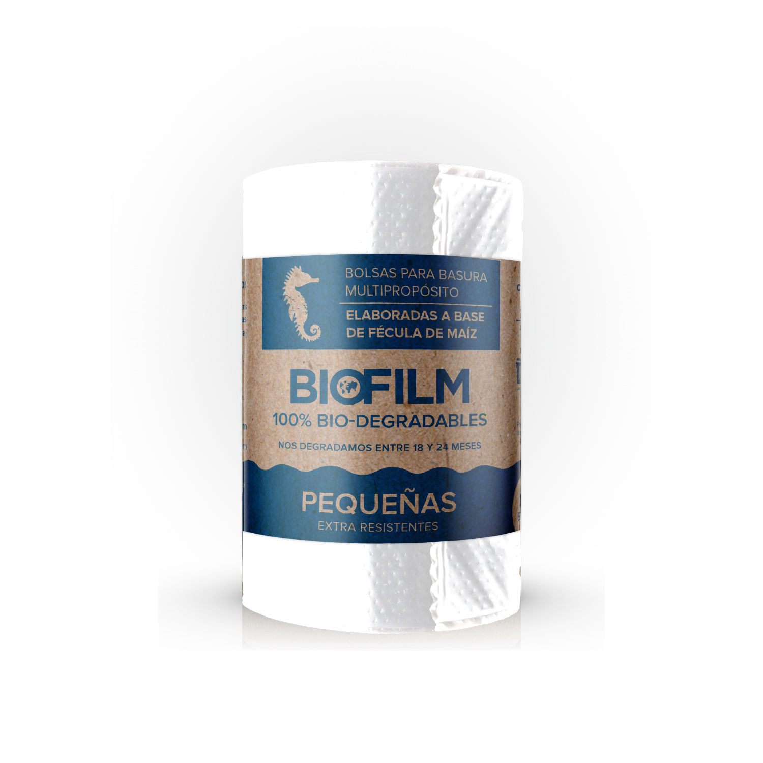 Bolsa Basura Pequeña Blanca Rollo Bio Biofilm Blister 50 Unid