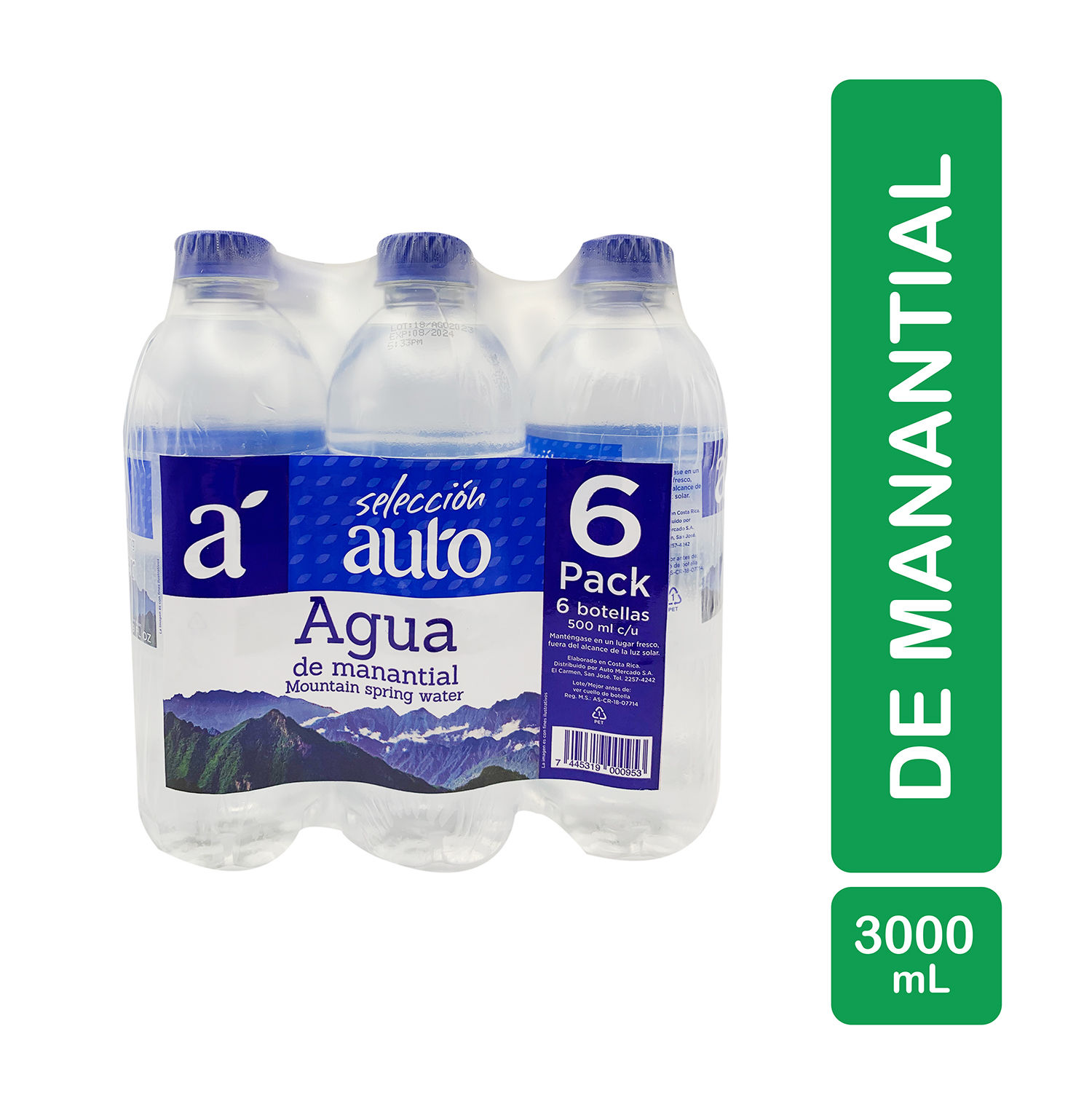 Agua Natural Manantial 6u Seleccion Auto Paquete 3000 Ml