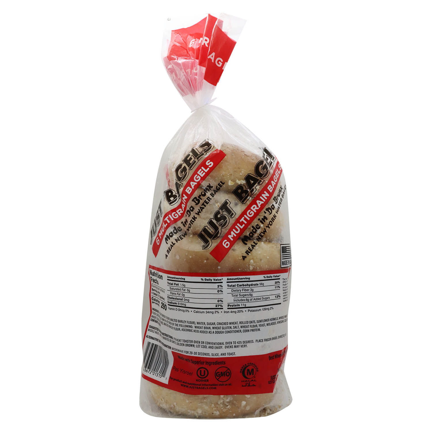 Pan Bagel Multigrano Just Bagels Paquete 680 G