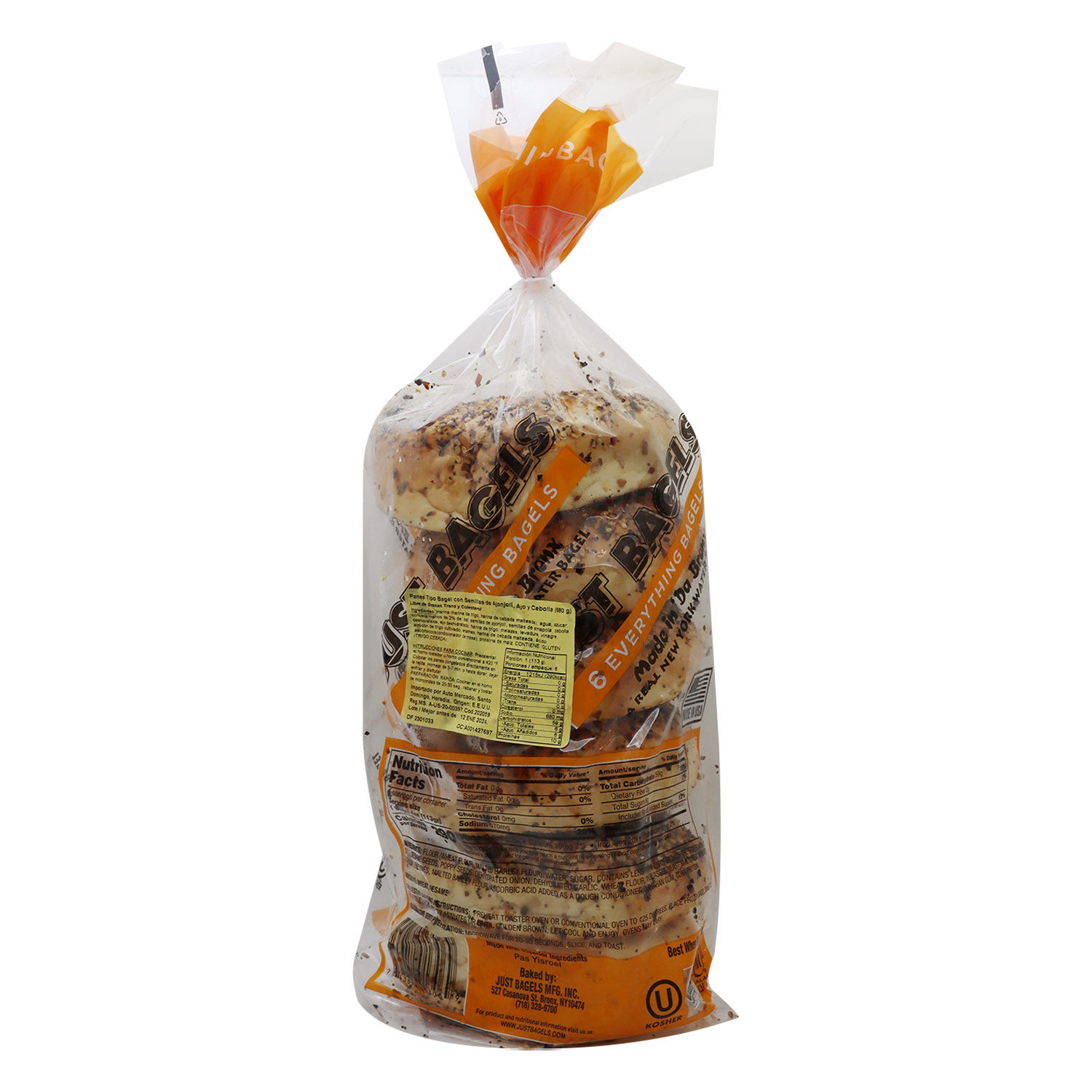 Pan Bagel Completo Just Bagels Paquete 680 G