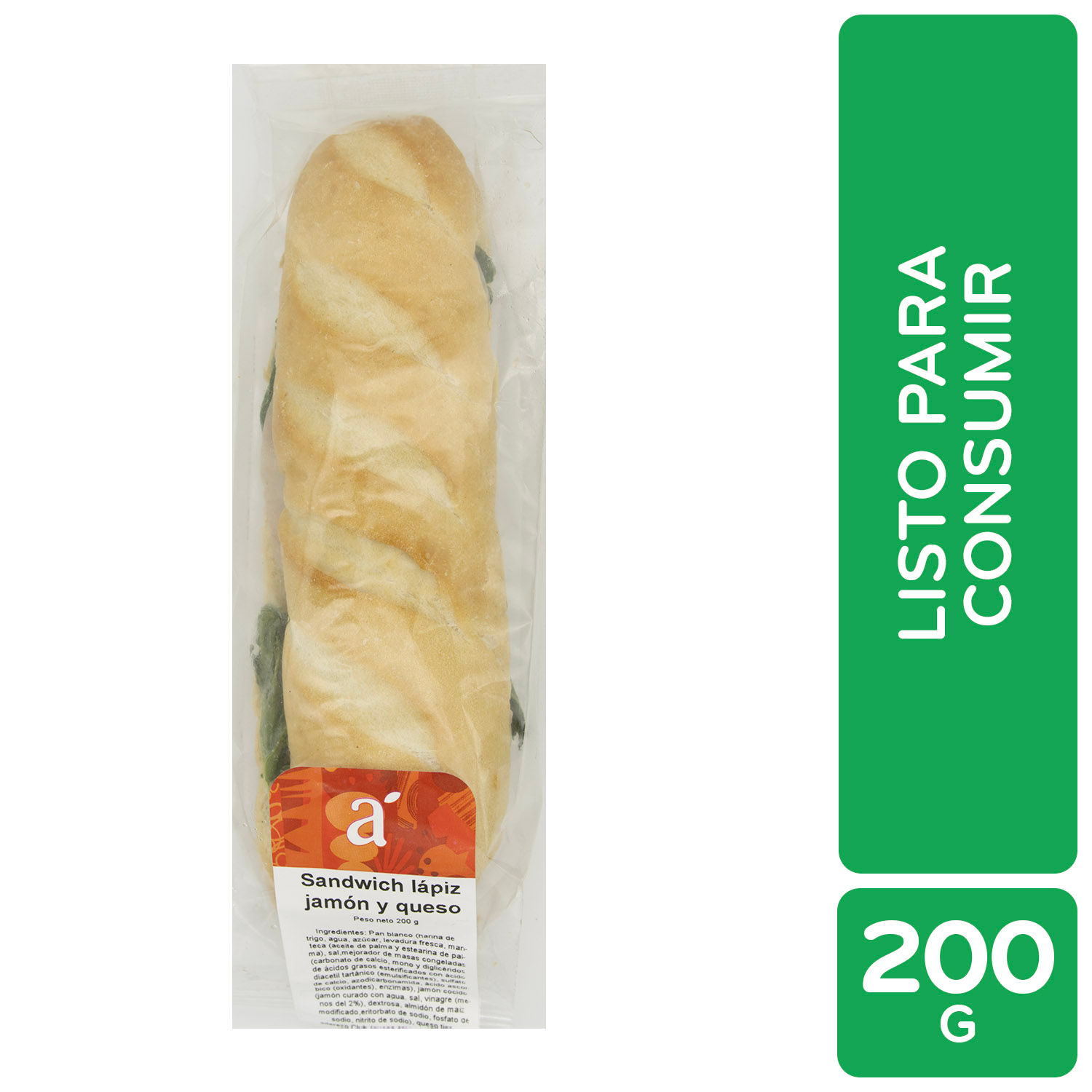 Sandwich Lapiz Jamon Y Queso Auto Mercado Unidad 200 G