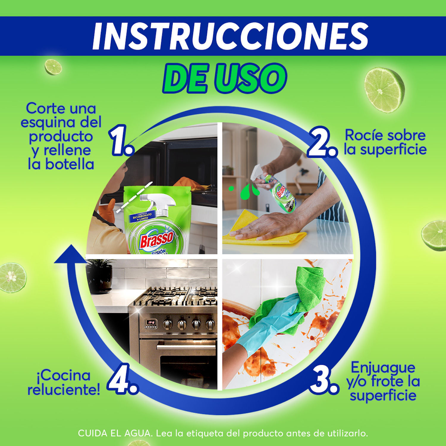 Limpiador Cocina Antigrasa Fusion Limon Brasso Bolsa 400 Ml