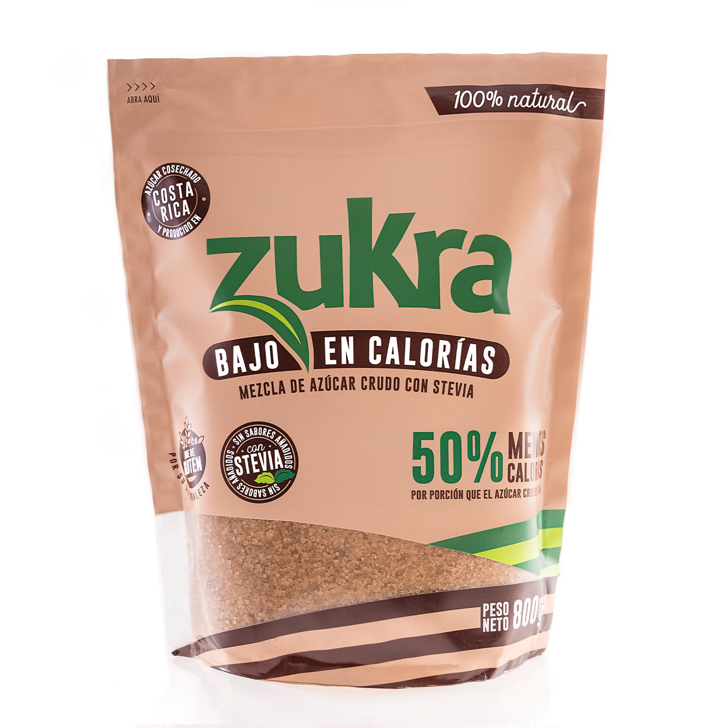 Azucar Crudo Stevia Zukra Bolsa 800 G