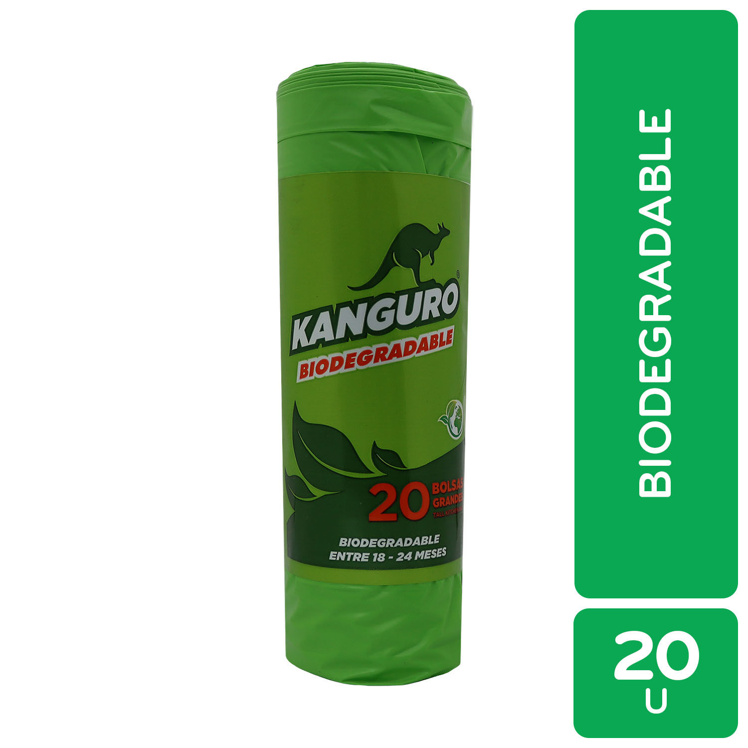 Bolsa Basura Grande Verde Rollo Bio Kanguro Bolsa 20 Unid