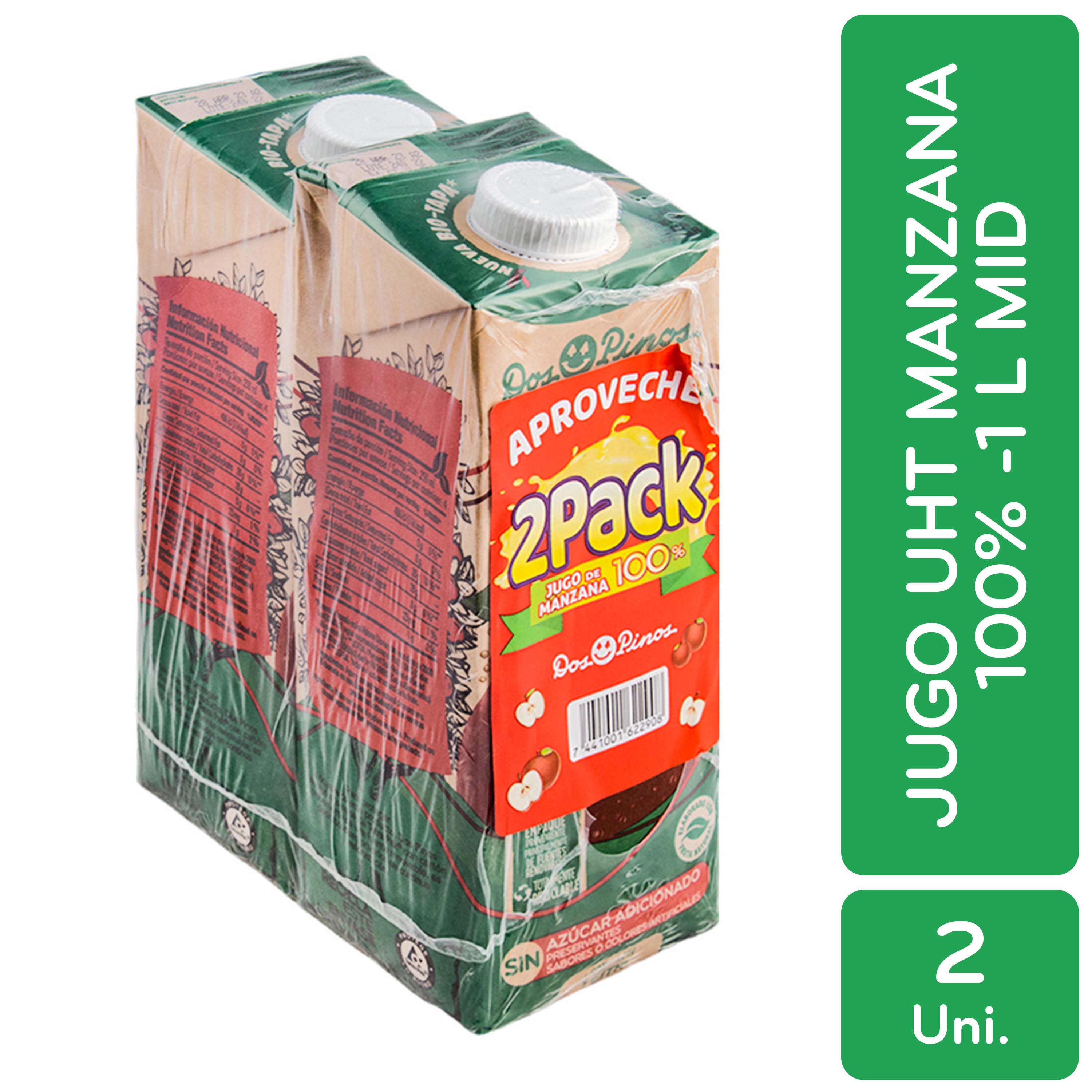 Bebida Jugo Manzana Dos Pinos 2u Paquete 2000 Ml