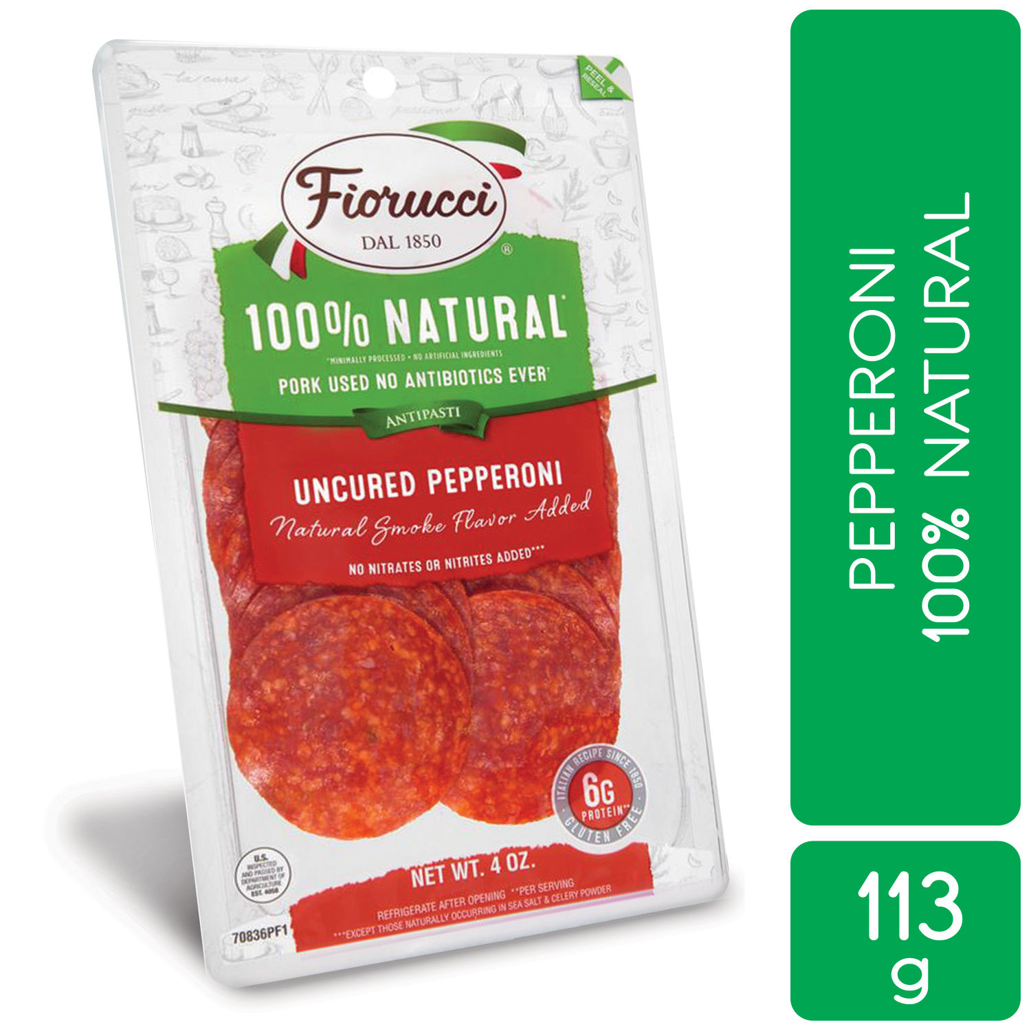 Pepperoni Curado Sin Preservantes Natural Usa Fiorucci Paquete 113 G