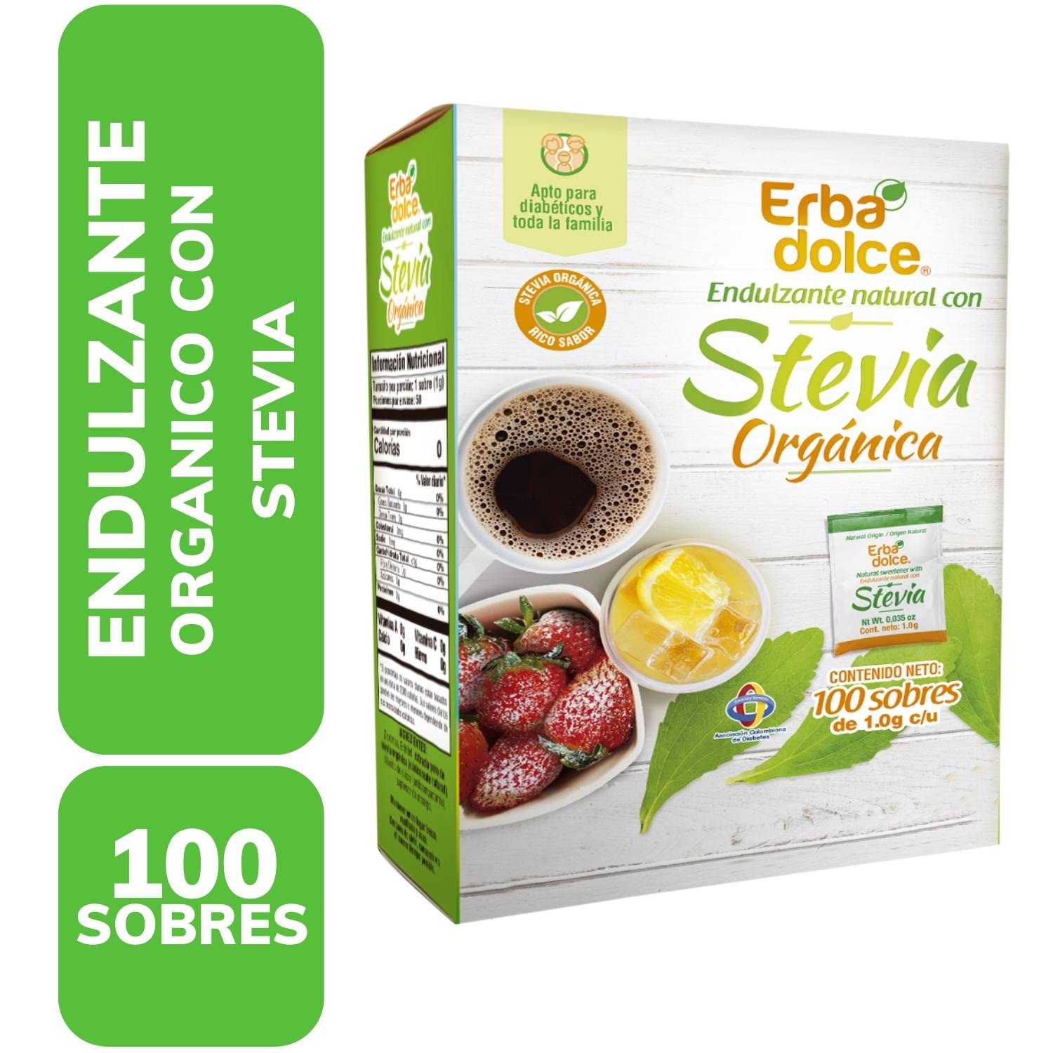 Edulcorante Polvo Stevia Erba Dolce Caja 100 G
