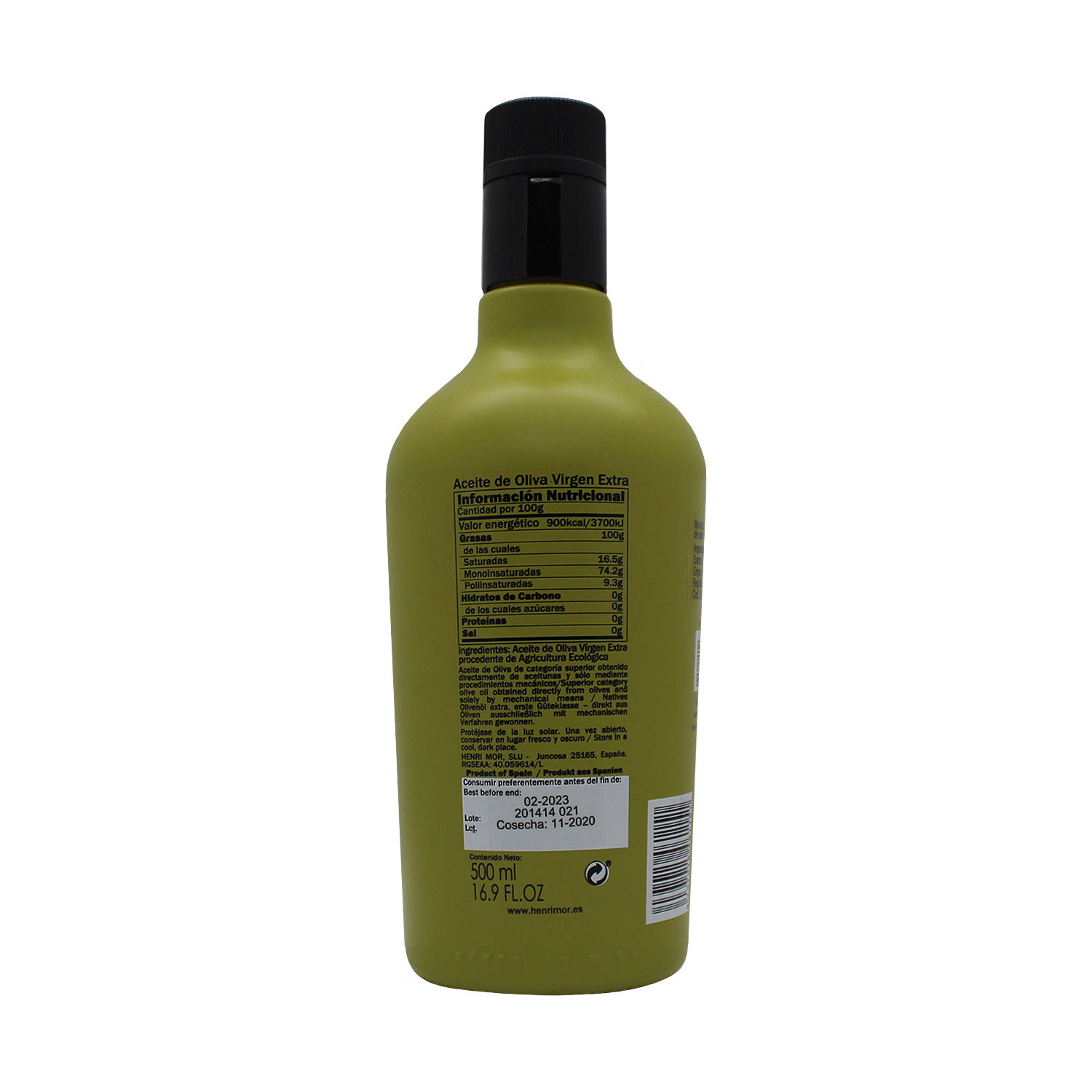 Aceite Oliva Extra Virgen Ecologico Henri Mor Botella 500 Ml