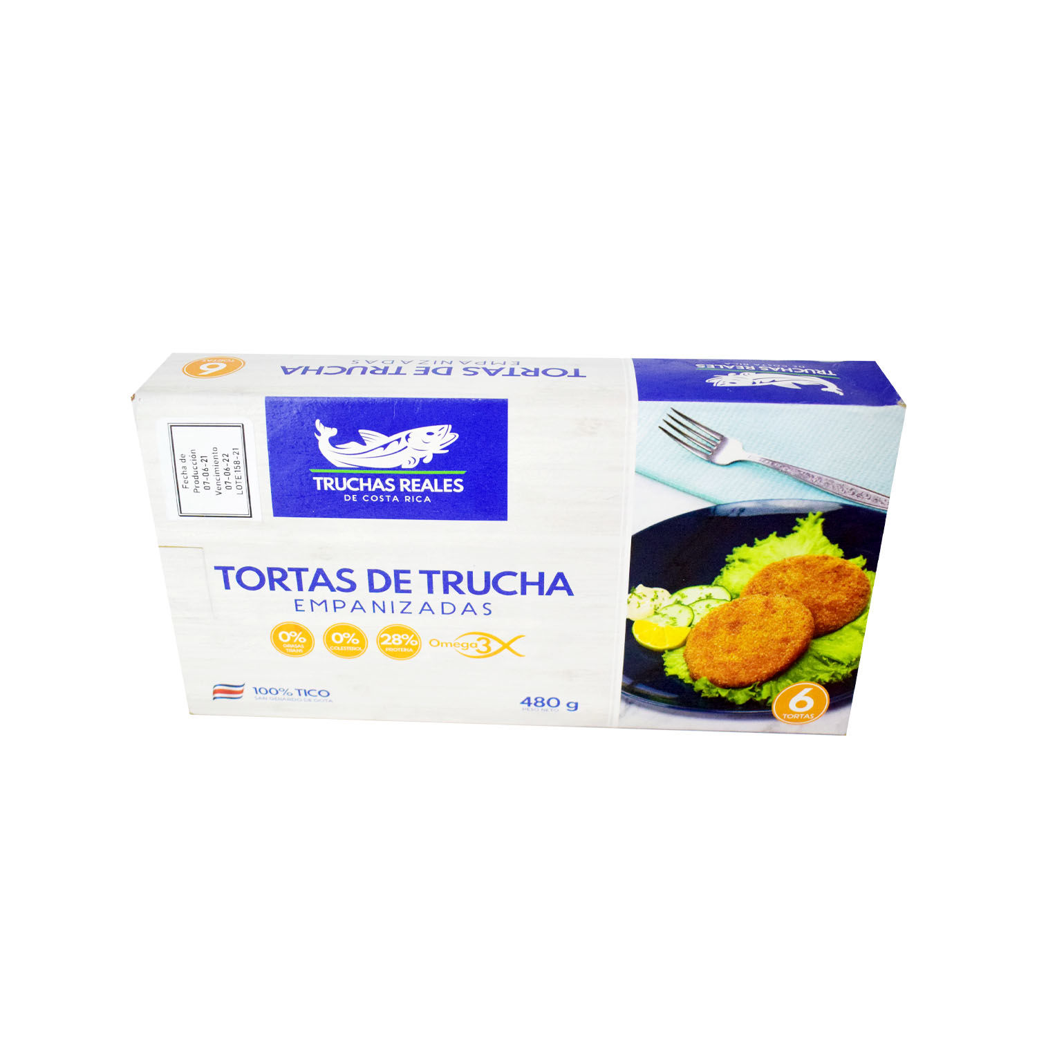 Tortas Trucha Empanizada Agua Dulce Congelada Truchas Reales De Cr Caja 480 G