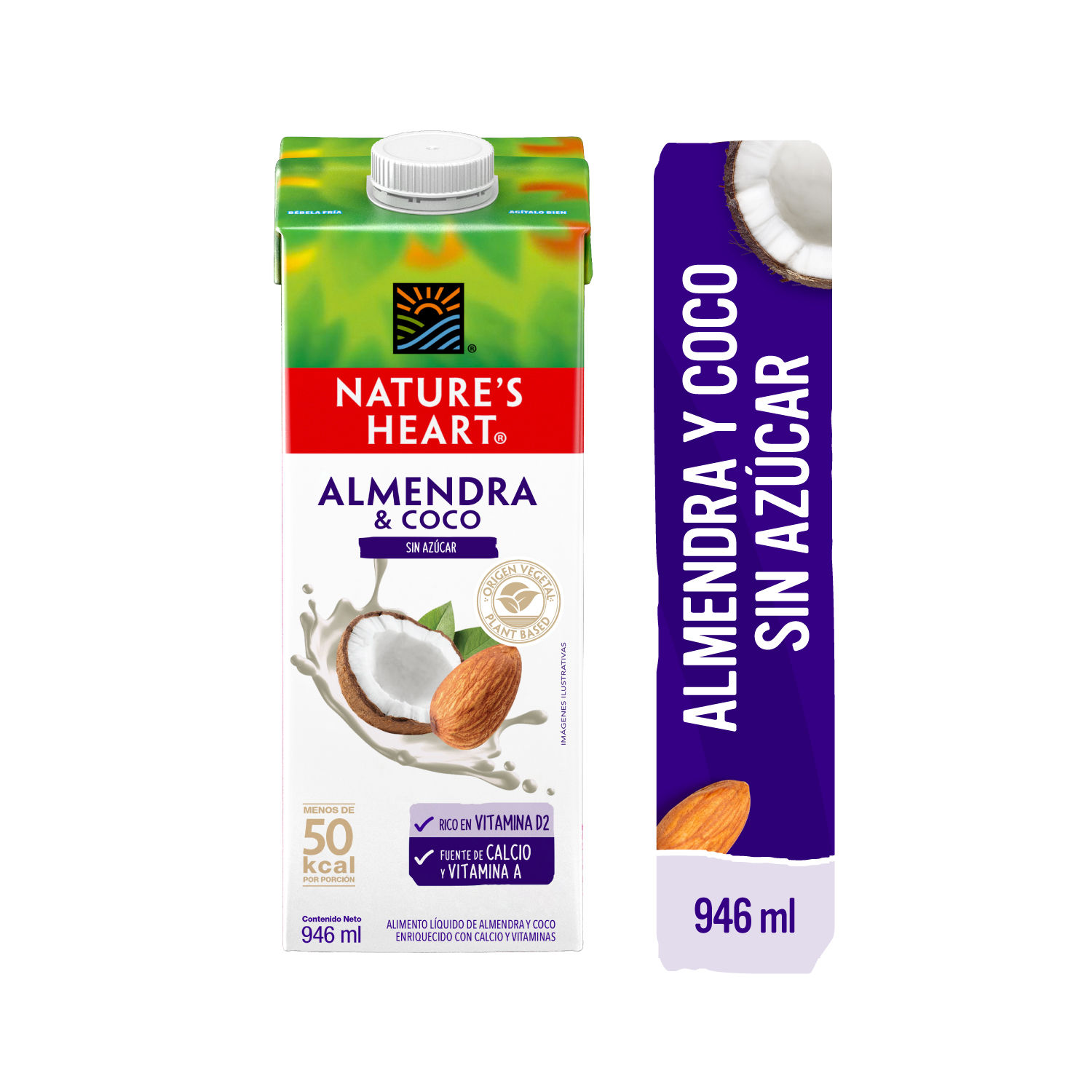 Bebida Semilla Almendra Liquido Coco Sin Azúcar Natures Heart Tetra Brick 946 Ml