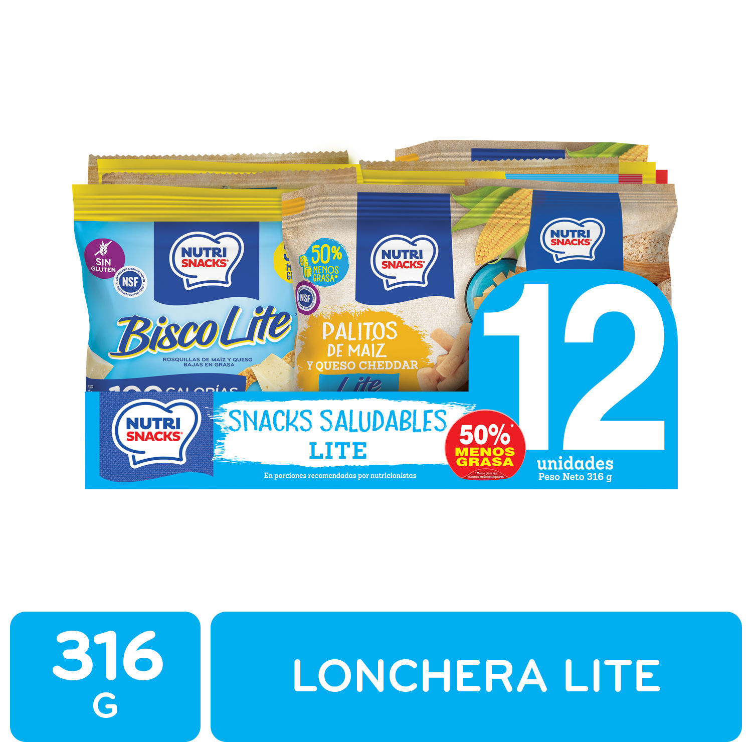 Lonchera Lite 12u Nutrisnacks Bolsa 316 G