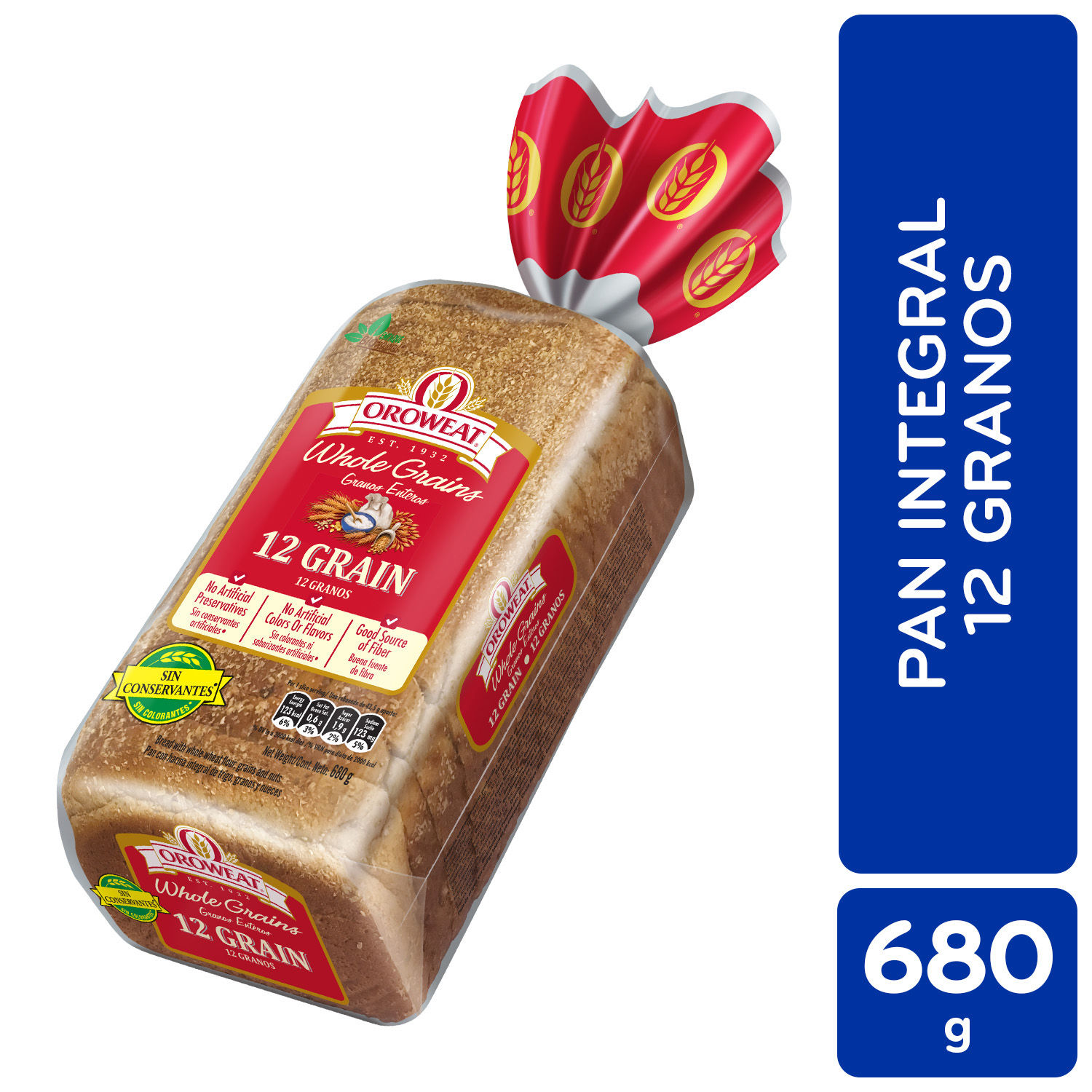 Pan Empacado 12 Granos Oroweat Bolsa 680 G