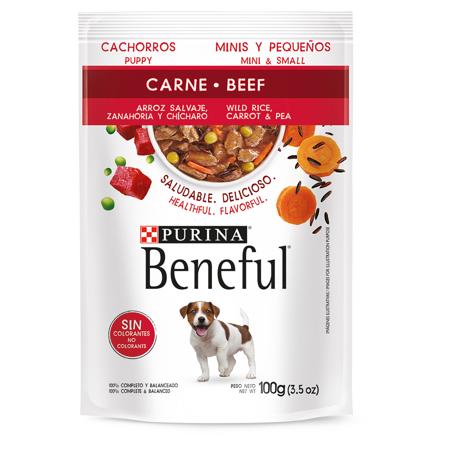 Alimento Perro Humedo Cachorro Carne Raza Pequeña Purina Beneful Paquete 100 G