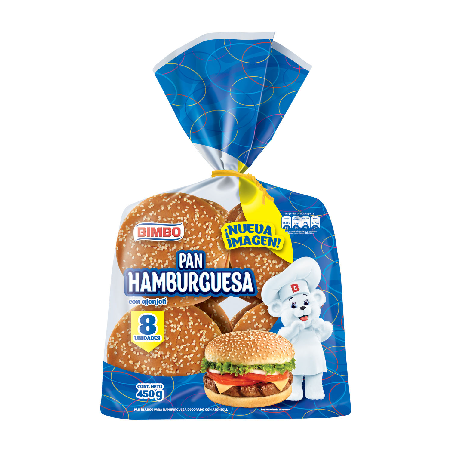 Pan Empacado Hamburguesa Bimbollos 8u Bimbo Paquete 450 G