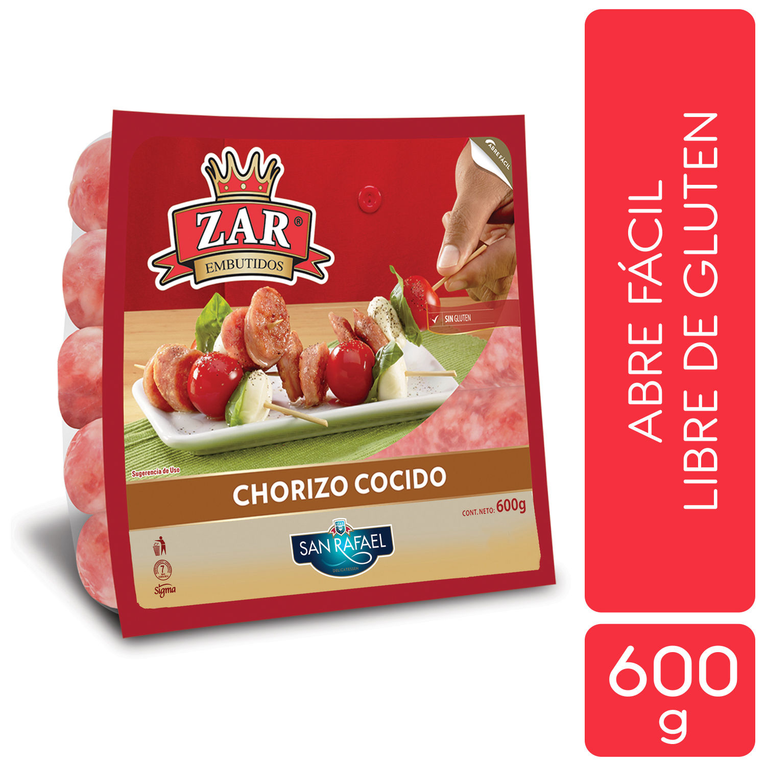 Chorizo Cerdo Cocido Sin Gluten Zar Paquete 600 G