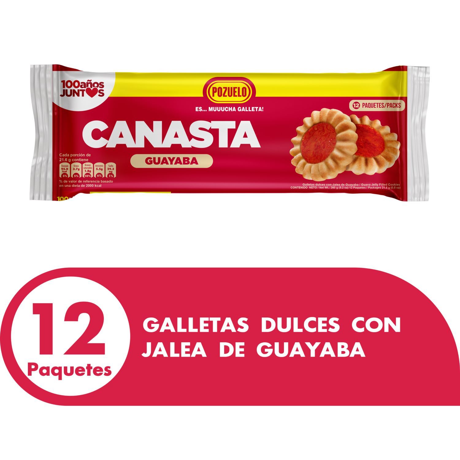 Galleta Dulce Rellena Guayaba Canasta Pozuelo Paquete 260 G
