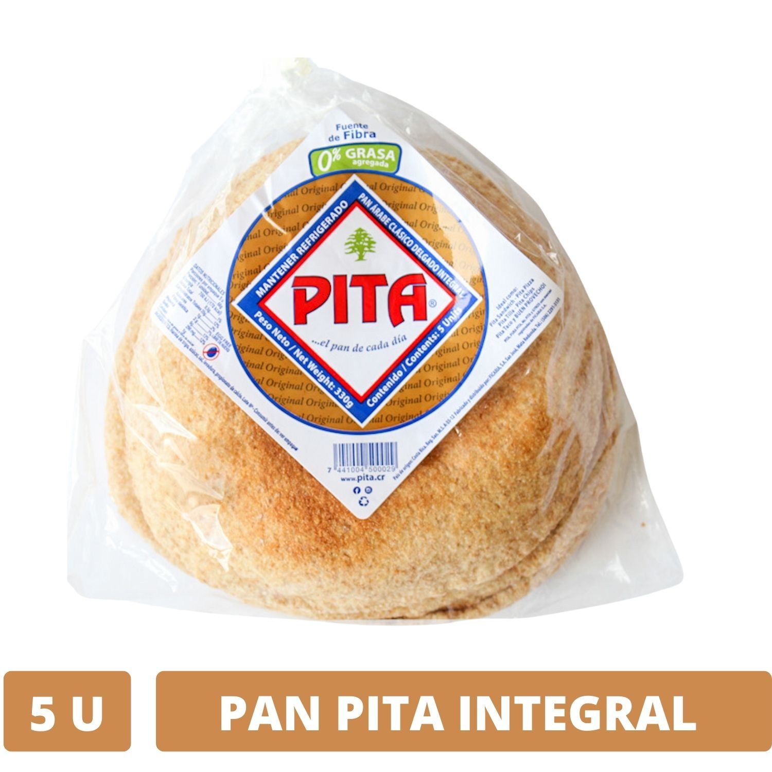Pan Refrigerado Pita Integral 5u Paquete 330 G