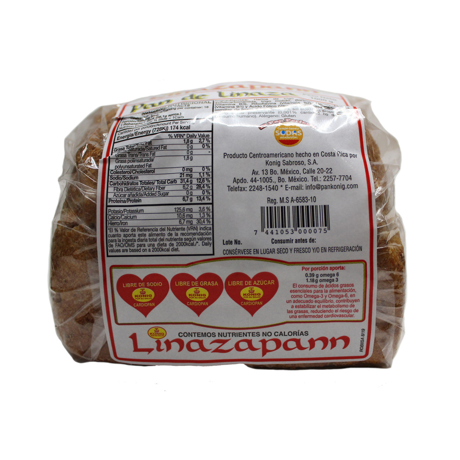 Pan Empacado Integral Linaza Konig Paquete 1000 G