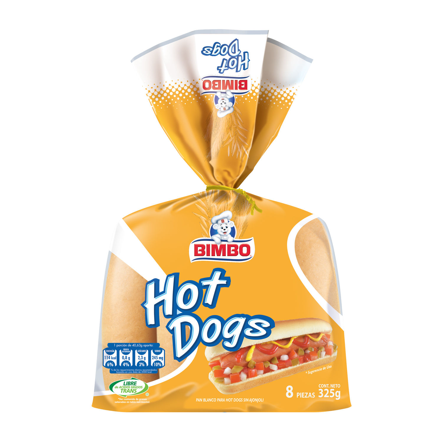 Pan Empacado Perro Caliente 8u Bimbo Paquete 325 G