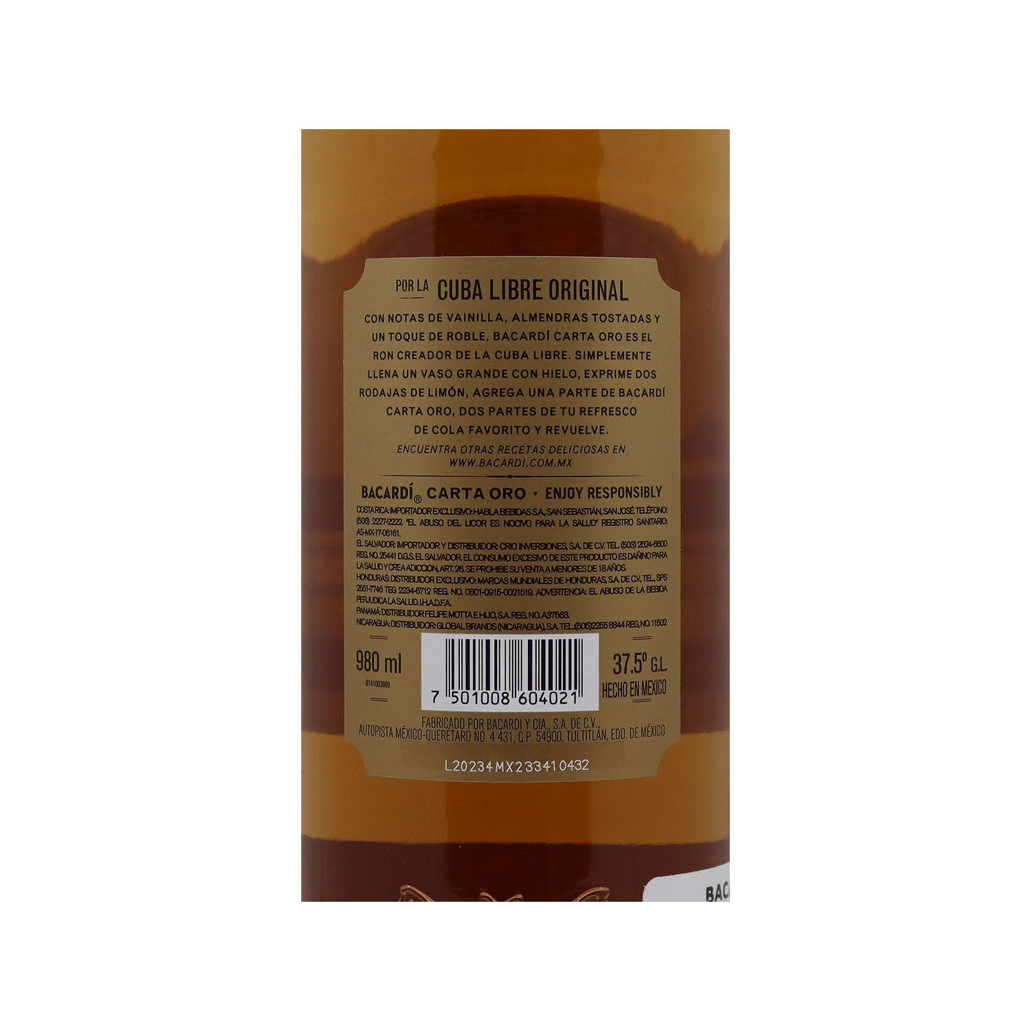 Ron Oscuro Bacardi Botella 980 Ml