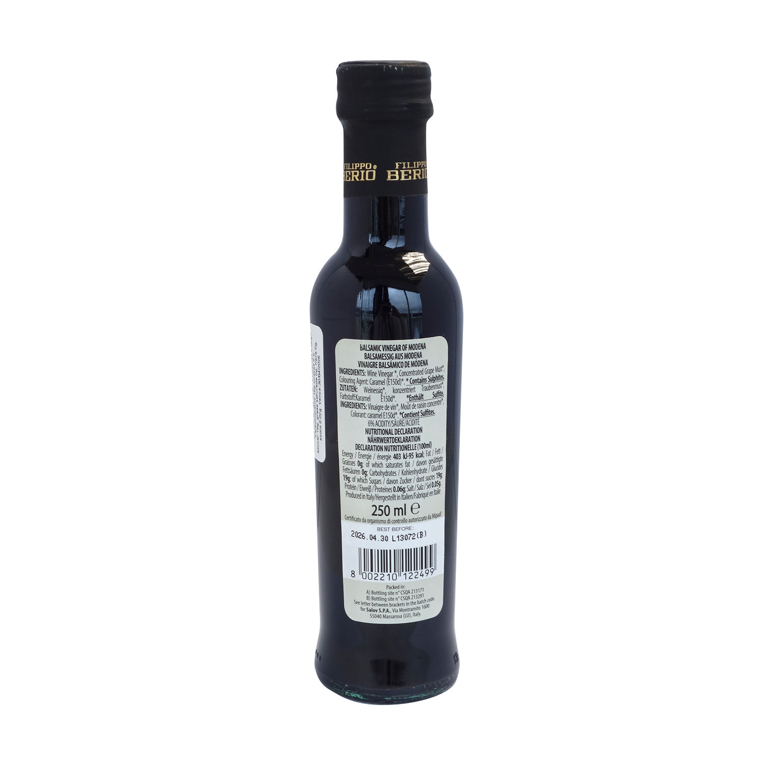 Vinagre Balsamico Filipo Berio Botella 250 Ml