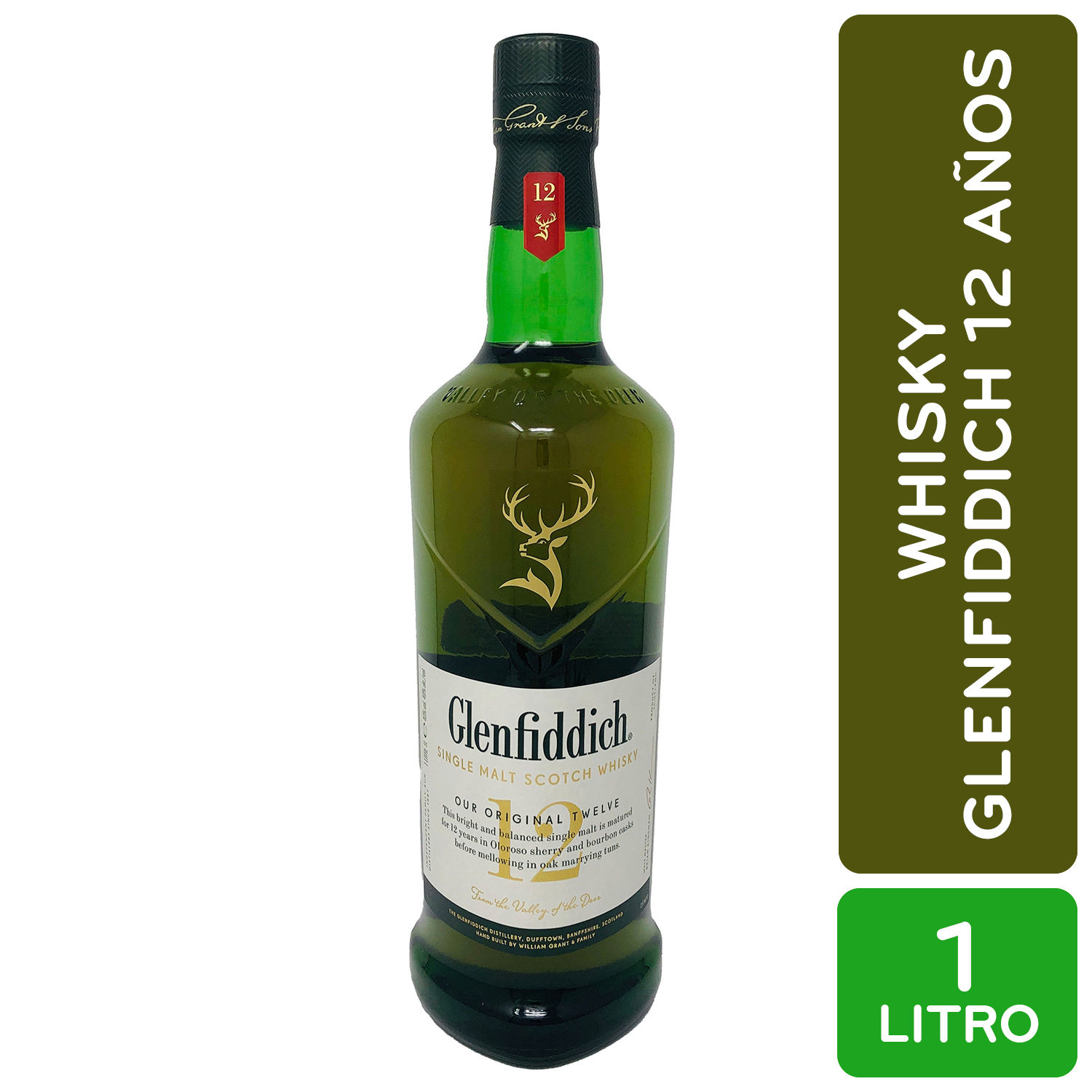 Whisky Escoces 12 Años Glenfiddich Botella 1000 Ml