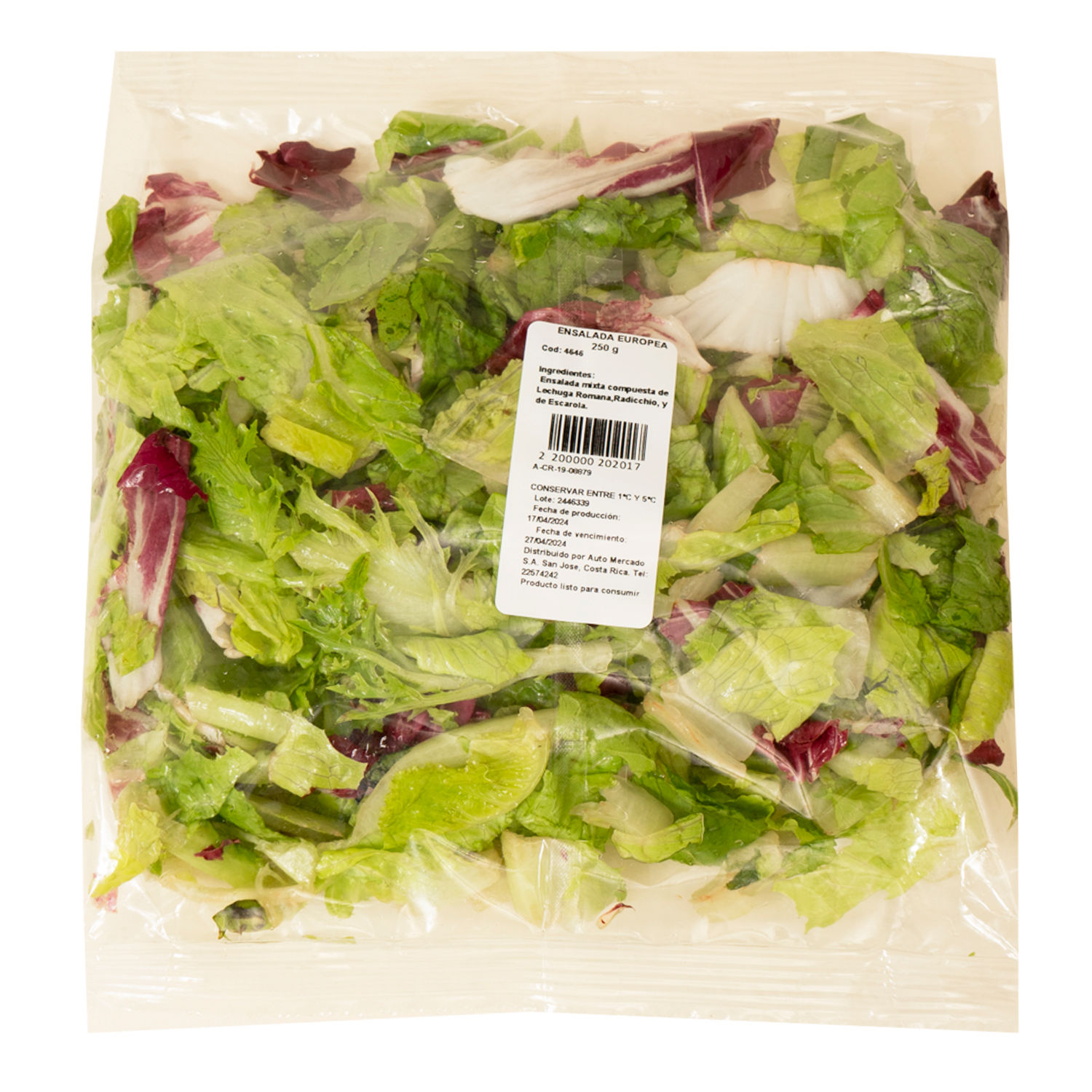 Ensalada Lechuga Europea Auto Mercado Paquete 250 G