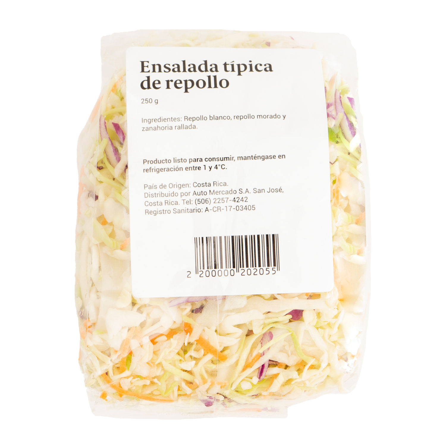 Ensalada Repollo Tipica Auto Mercado Paquete 250 G