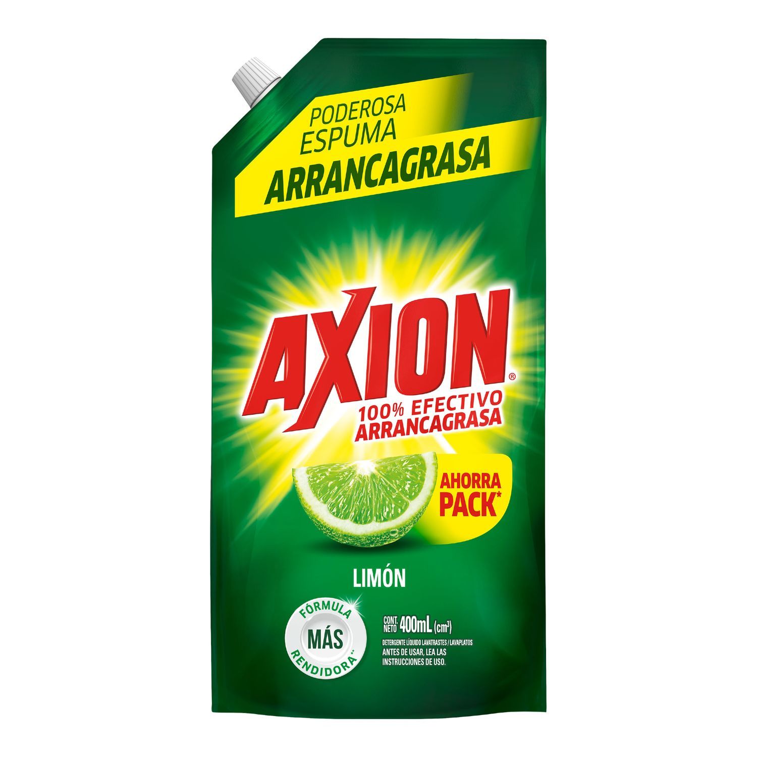 Lavaplatos Liquido Limon Arrancagrasa Axion Bolsa 400 Ml
