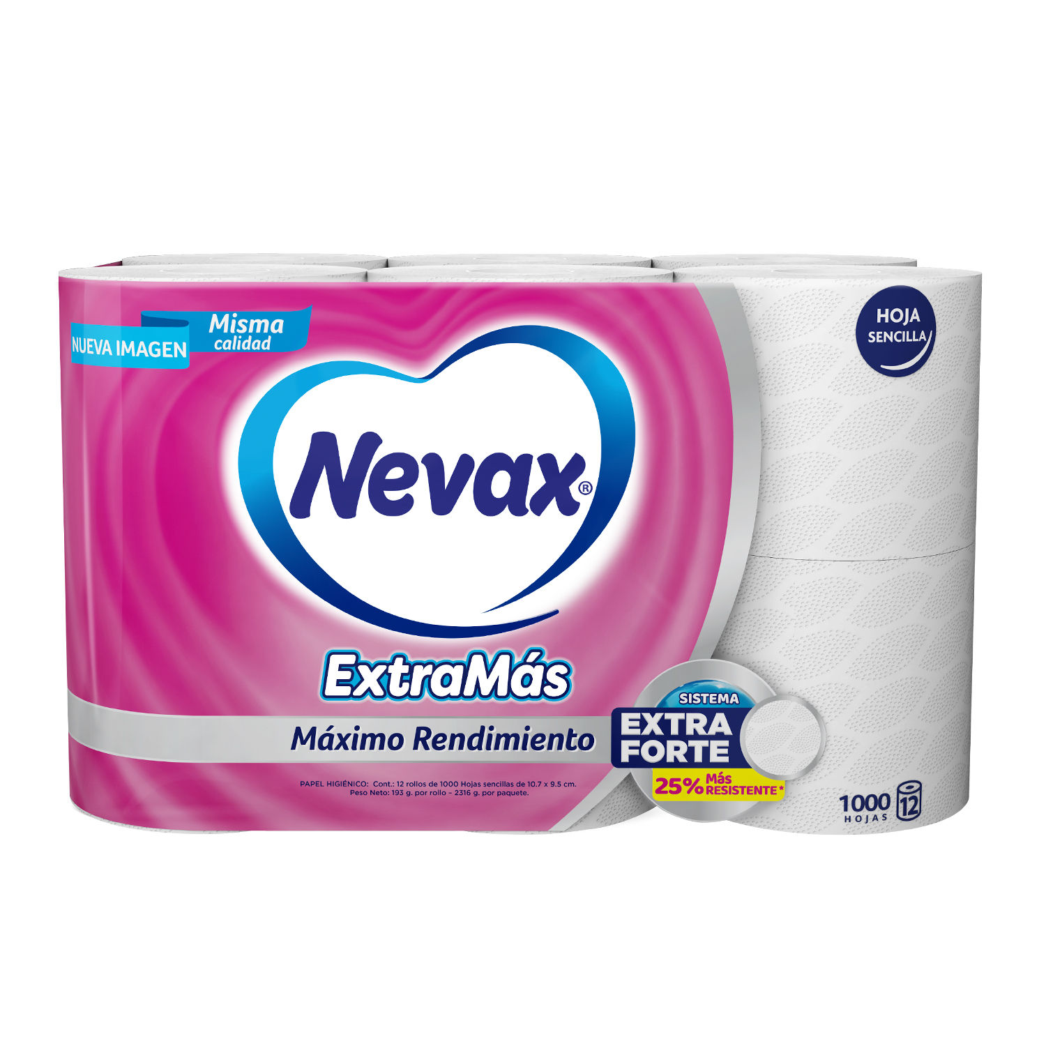 Papel Higienico Una Hoja Extramas 12u Nevax Paquete 2316 G