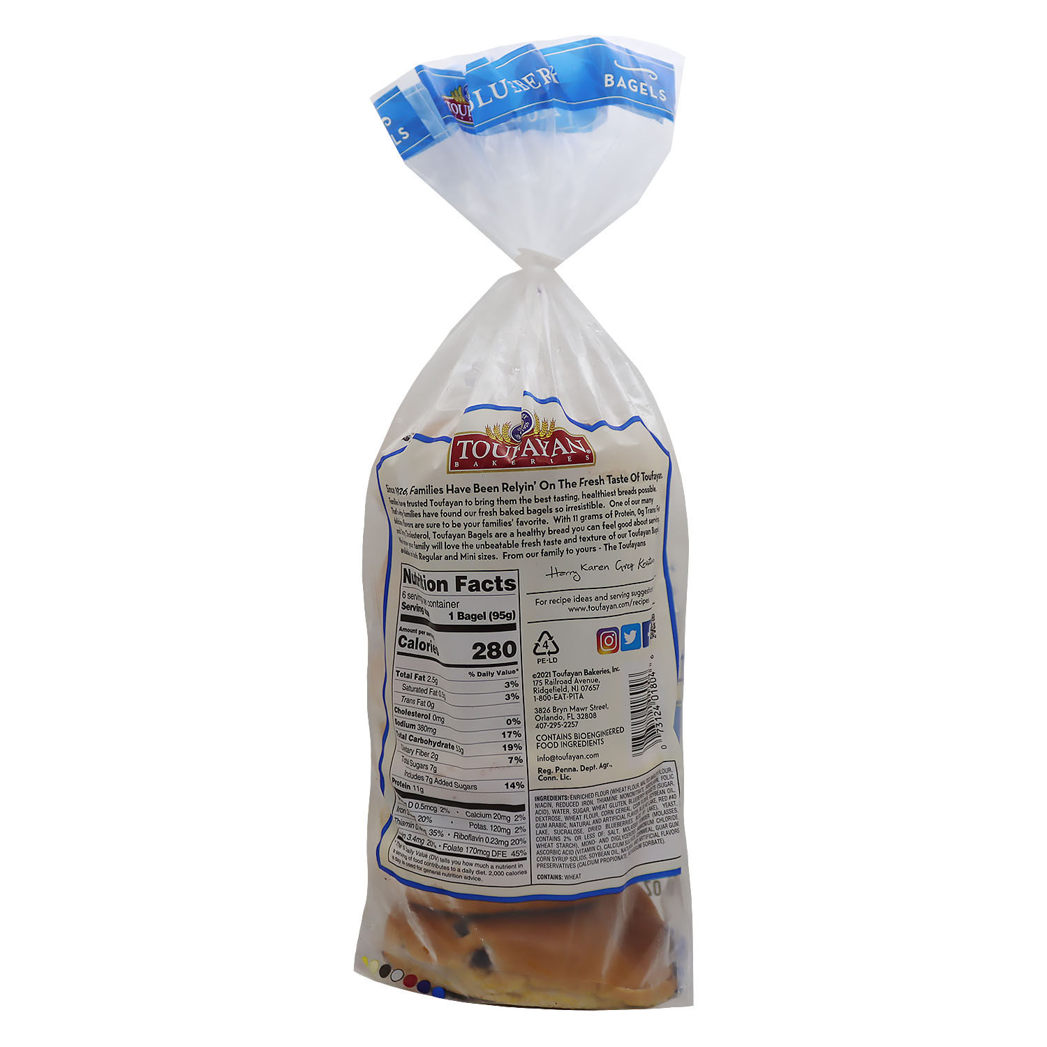 Pan Refrigerado Bagel Arandano Vegano Toufayan Paquete 567 G