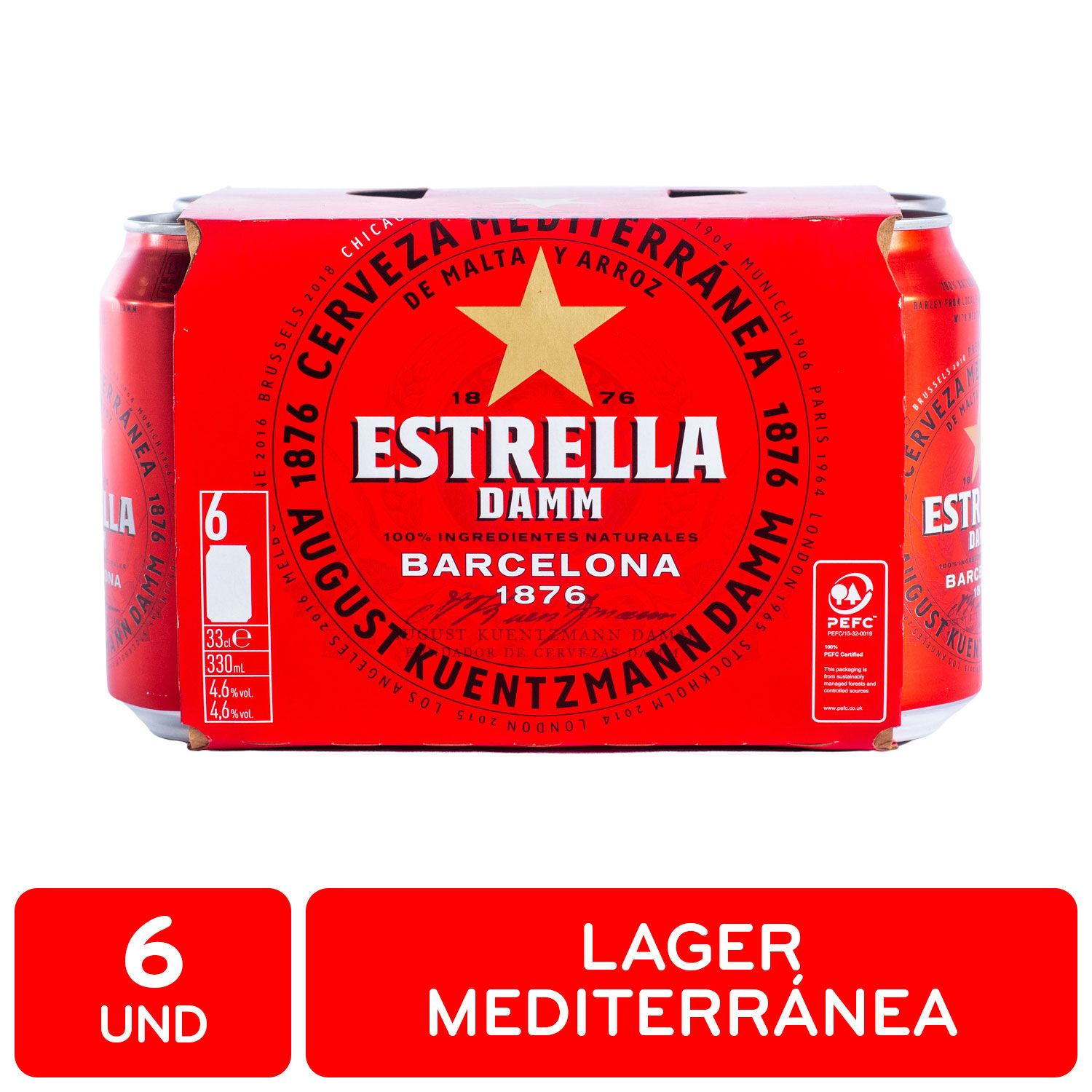 Cerveza Importada España Pack Damm Oferta 1980 Ml