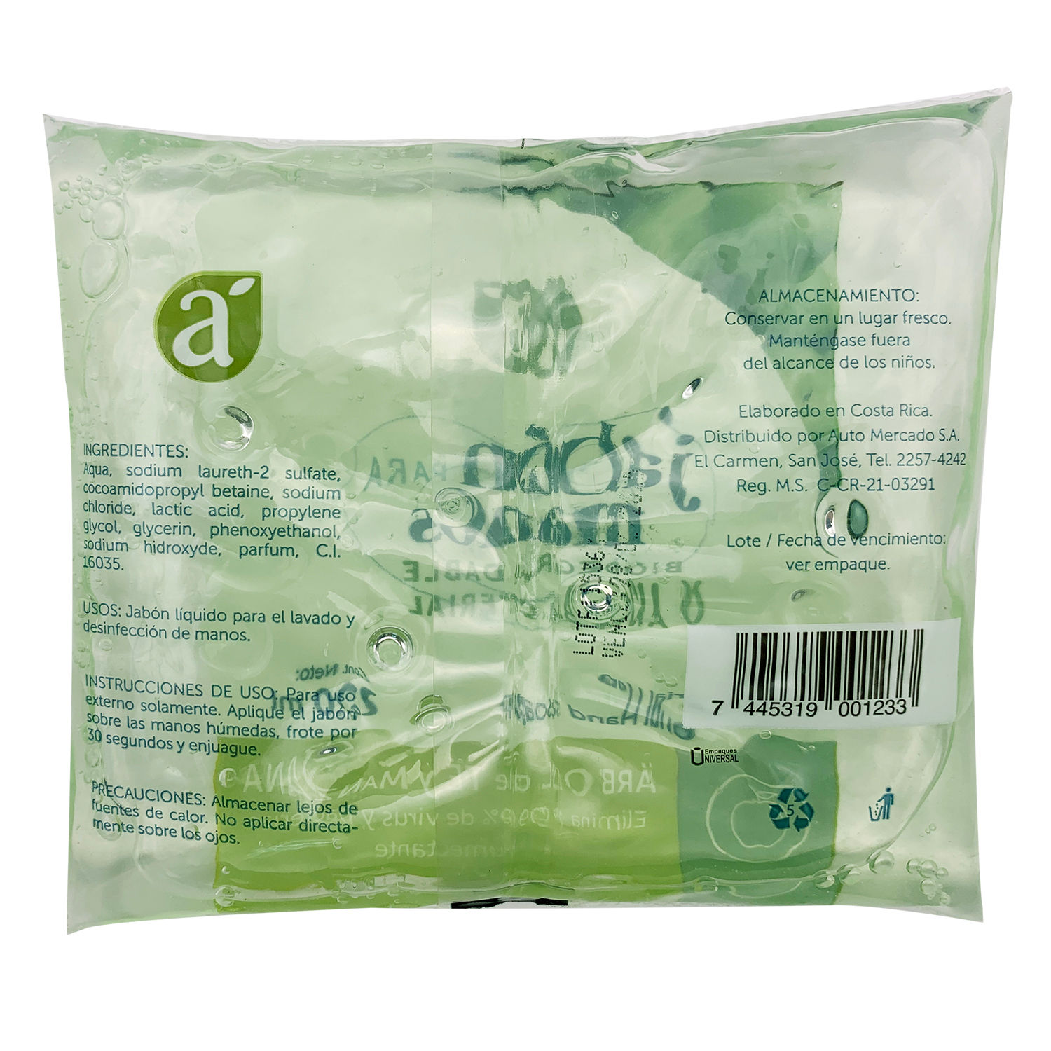 Jabon Liquido Manos  Antibacterial  Arbol De Te Y Manzana Selección Auto Bolsa 220 G