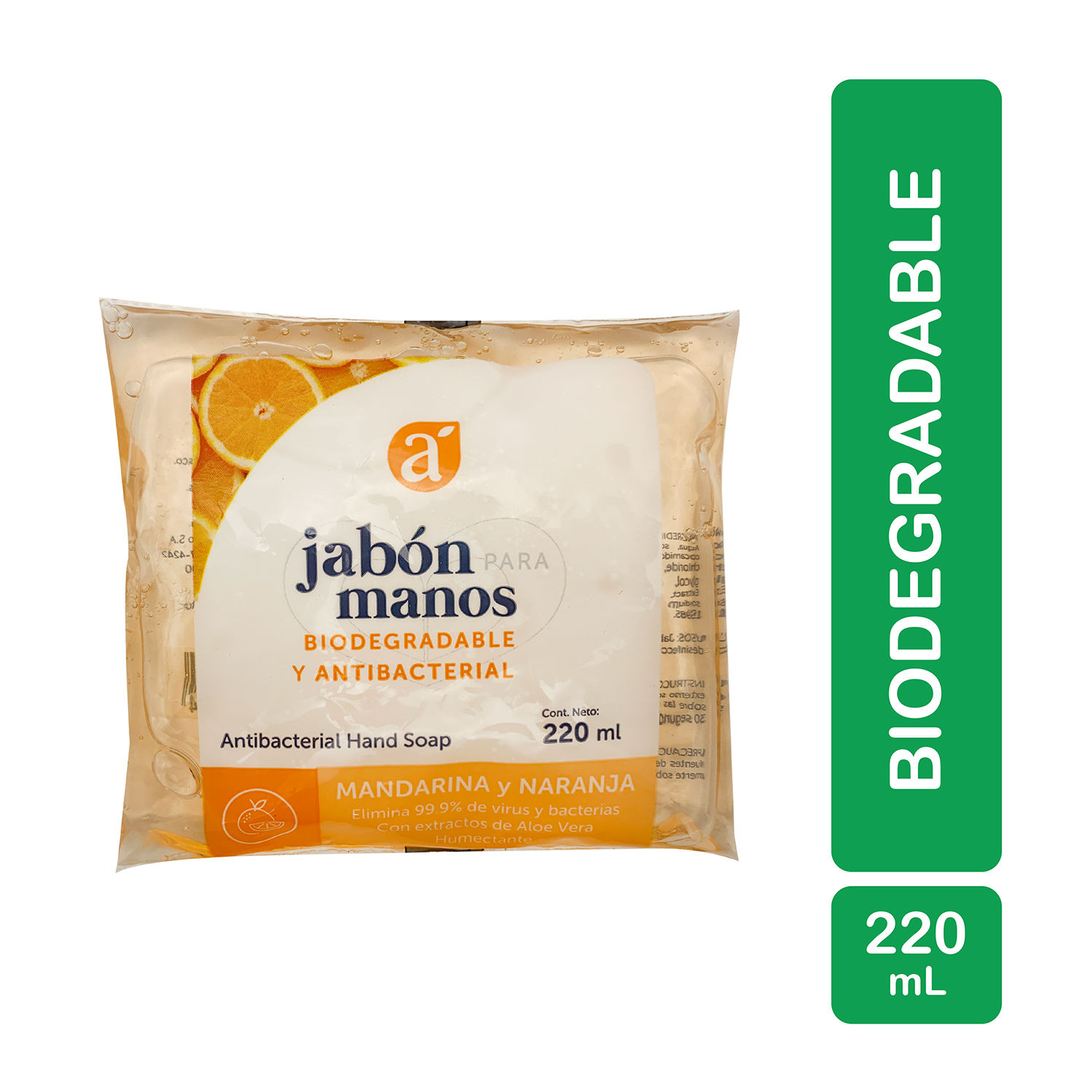 Jabon Liquido Manos  Antibacterial Mandarina Y Naranja Selección Auto Bolsa 220 G