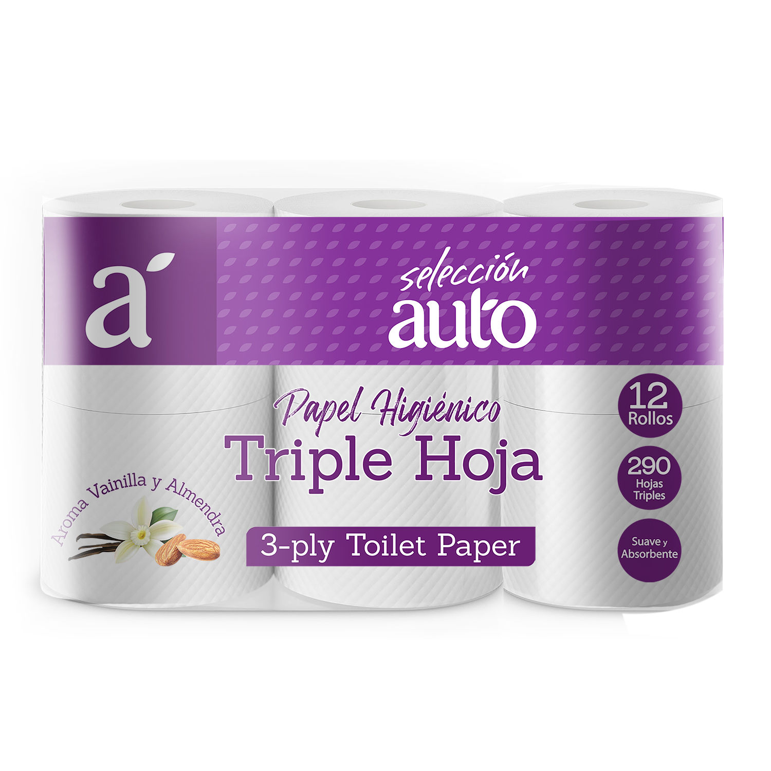 Papel Higienico Triple Hoja Vainilla Y Almendra 12u Selección Auto Paquete 1380 G