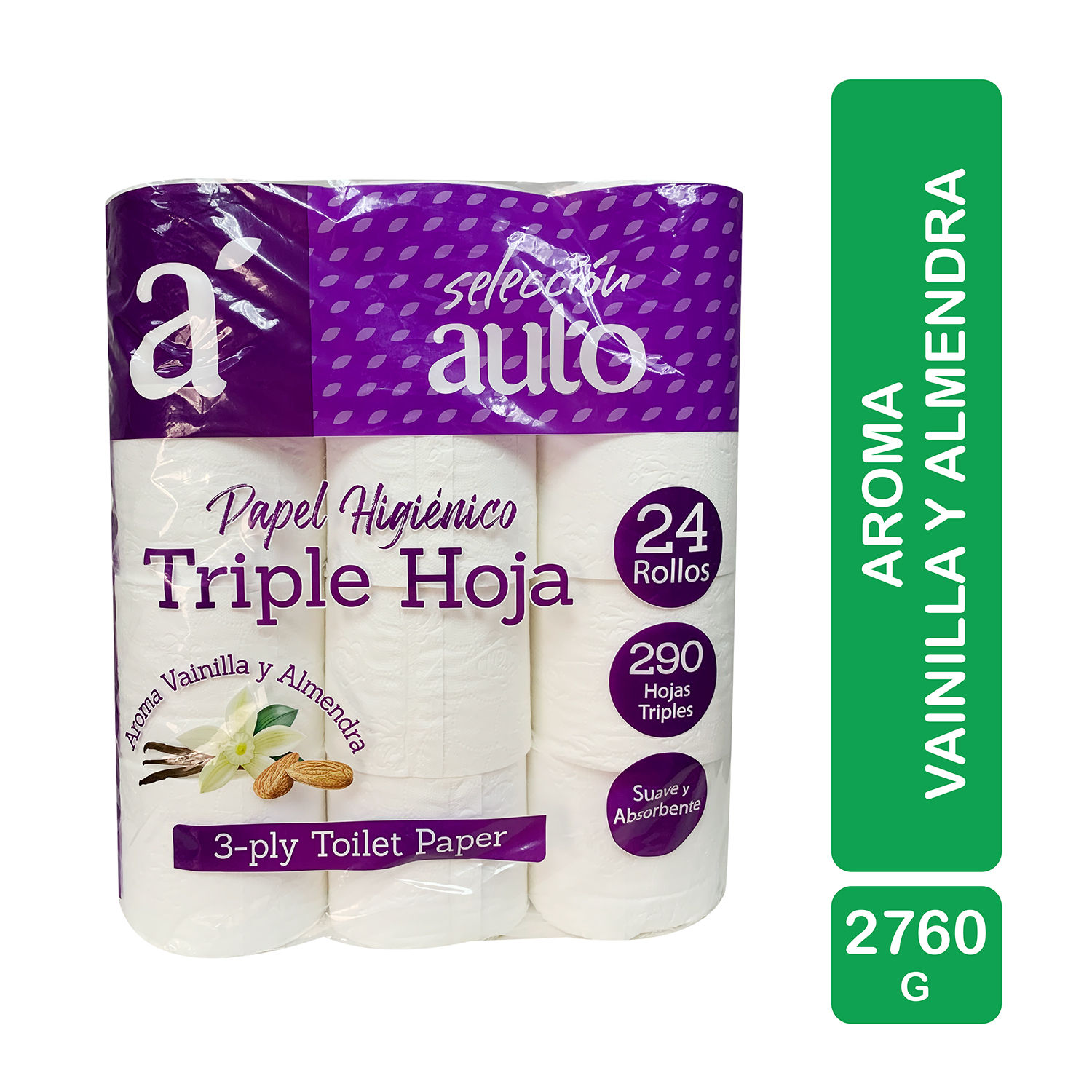 Papel Higienico Triple Hoja Vainilla Y Almendra 24u Selección Auto Paquete 2760 G