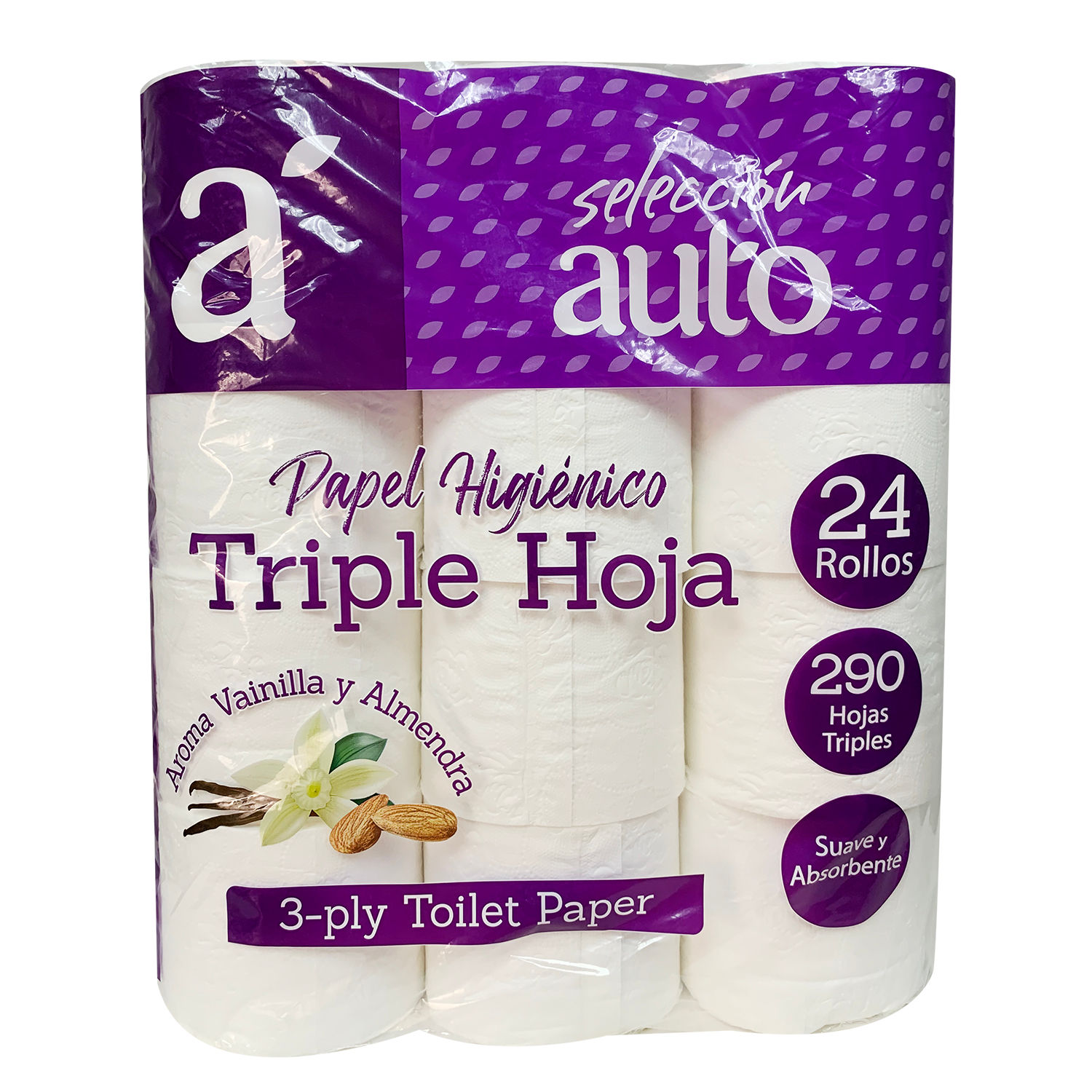 Papel Higienico Triple Hoja Vainilla Y Almendra 24u Selección Auto Paquete 2760 G