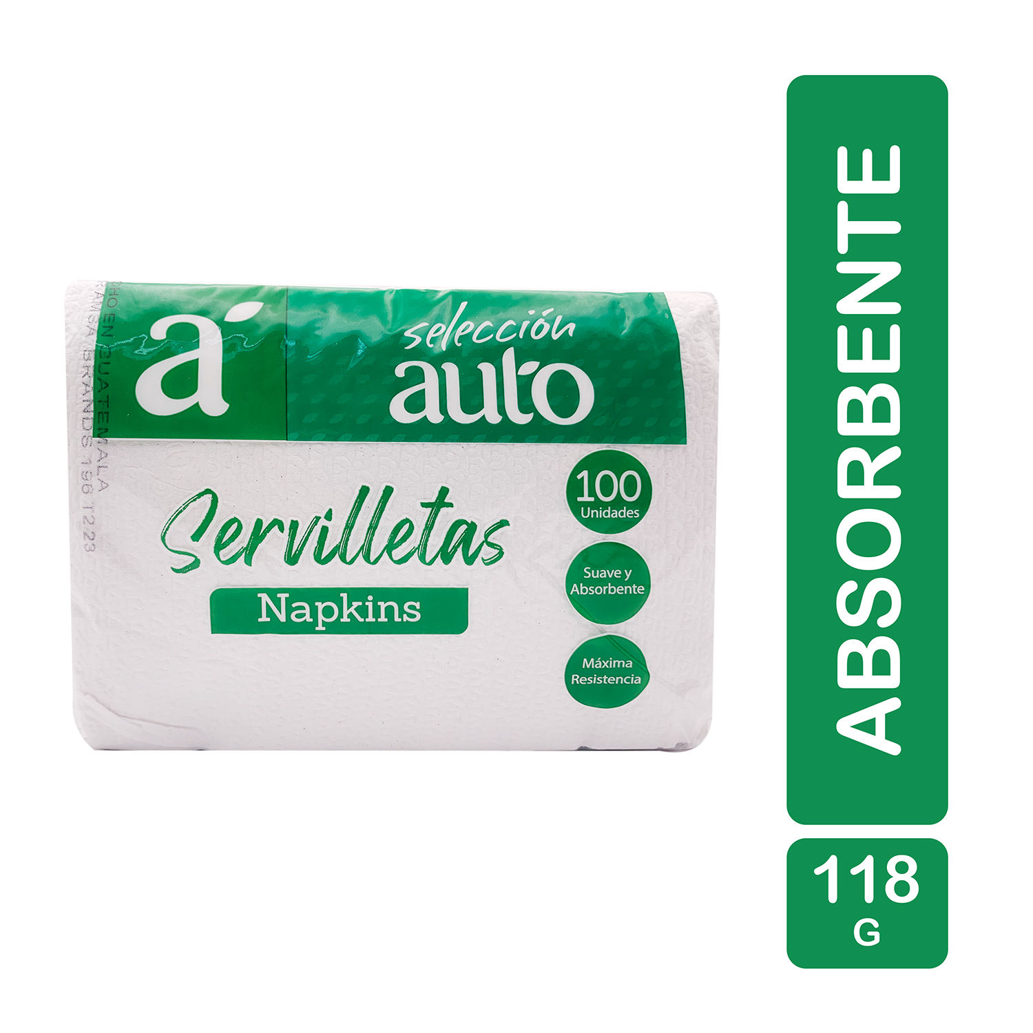 Servilleta Papel Lisa Cuadrada Blanca 100 U Seleccion Auto Bolsa 118 G