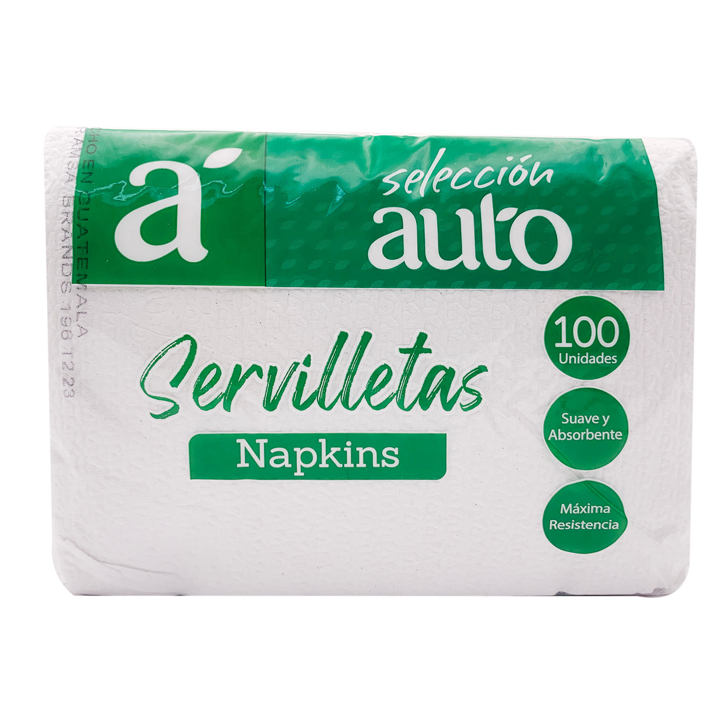 Servilleta Papel Lisa Cuadrada Blanca 100 U Seleccion Auto Bolsa 118 G