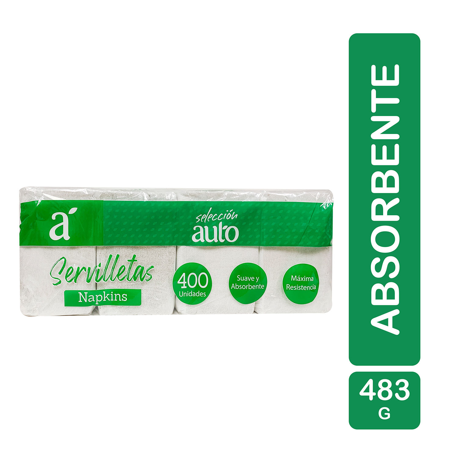 Servilleta Papel Lisa Cuadrada Blanca 400 U Seleccion Auto Bolsa 483 Ge 483 G