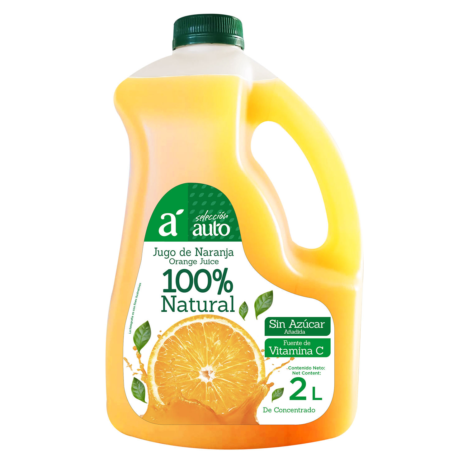 Bebida Jugo Naranja 100% Natural Sin Azucar Selección Auto Envase 2000 Ml
