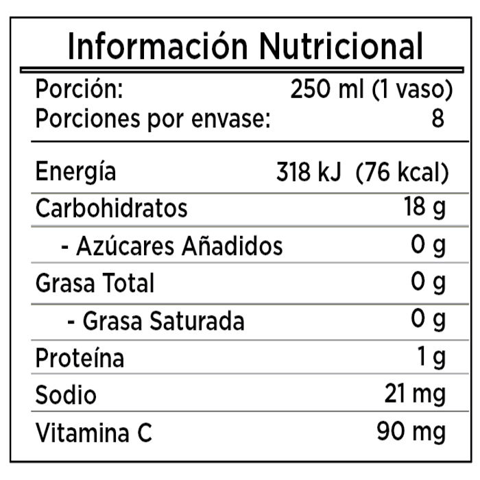 Bebida Jugo Naranja 100% Natural Sin Azucar Selección Auto Envase 2000 Ml
