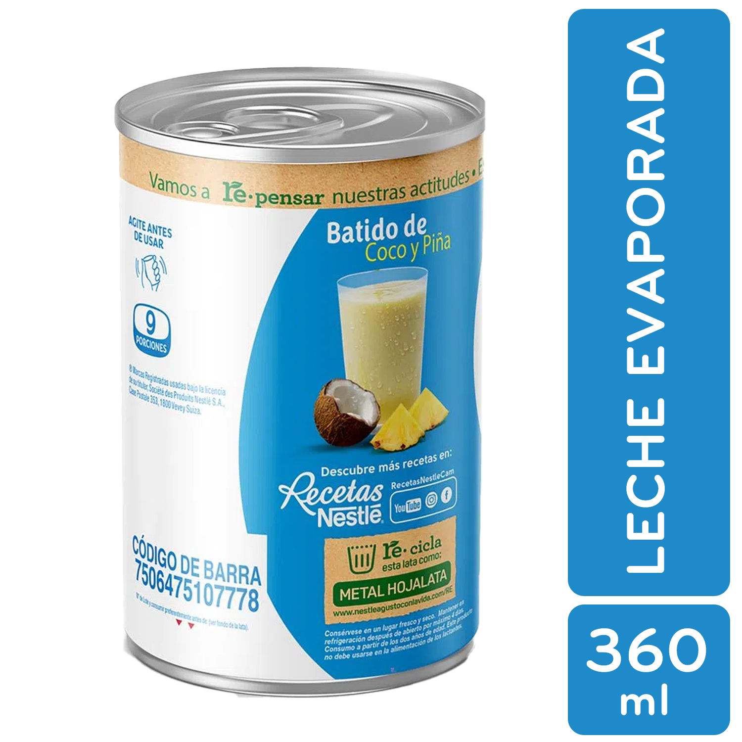 Leche Evaporada Semi Descremada Ideal Lata 360 G