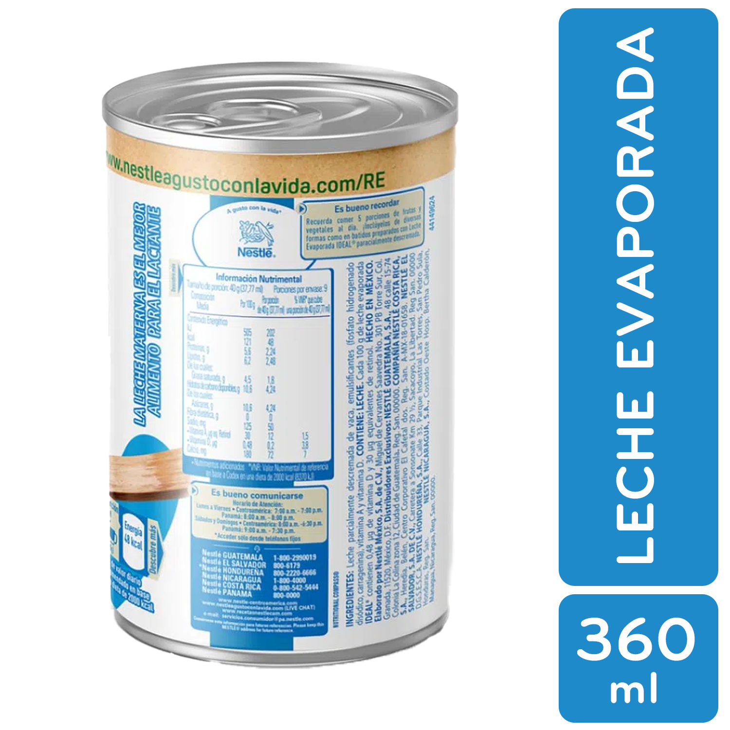 Leche Evaporada Semi Descremada Ideal Lata 360 G