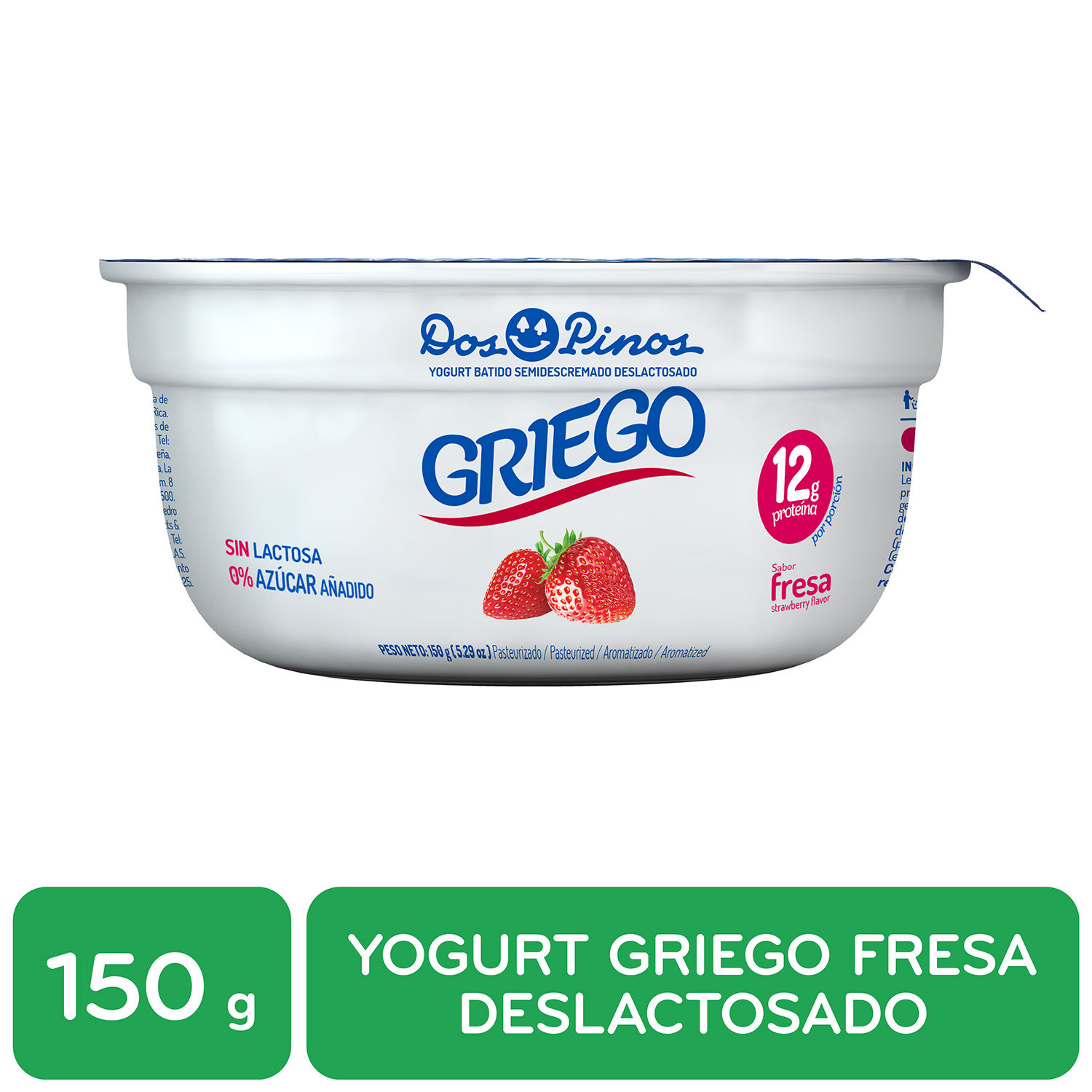 Yogurt Griego Fresa Deslactosado Dos Pinos Envase 150 G Auto Mercado