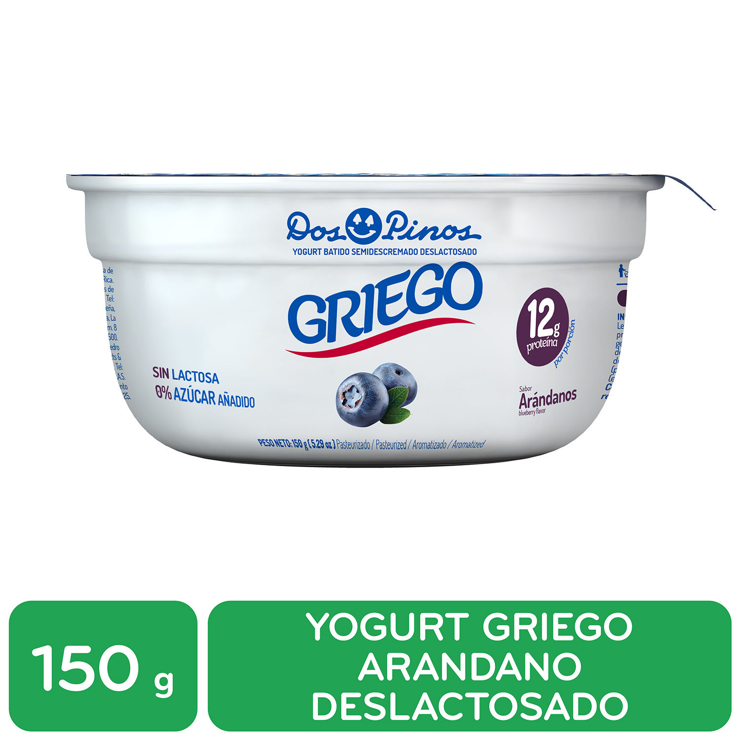 Yogurt Griego Arandano Deslactosado Dos Pinos Envase 150 G