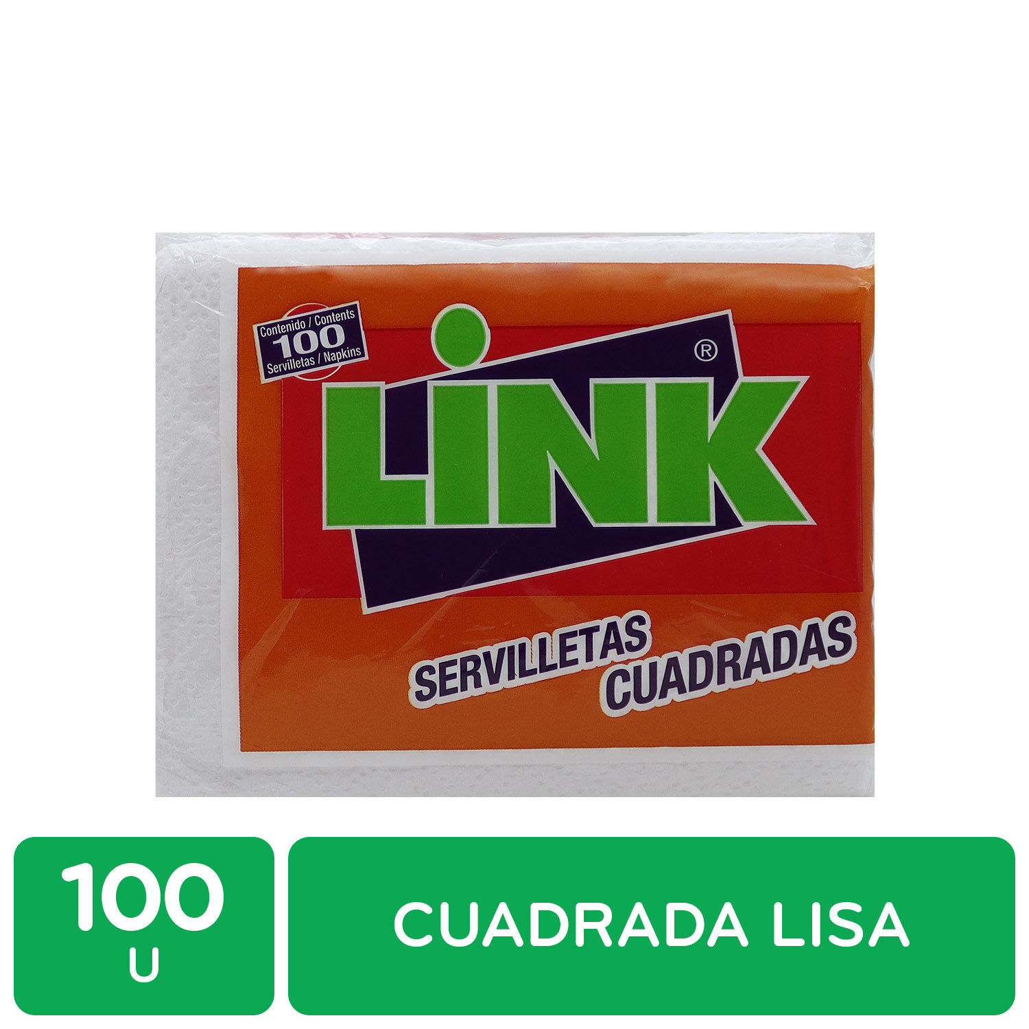 Servilleta Papel Lisa Cuadrada Blanca Link Bolsa 125 G